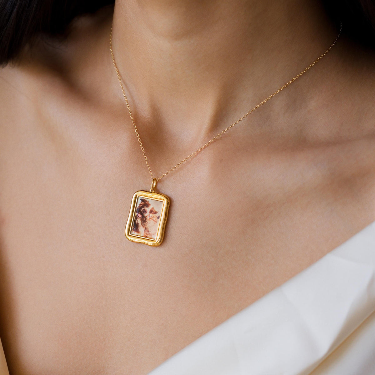 Organic Rectangle Photo Frame Necklace — photo 3