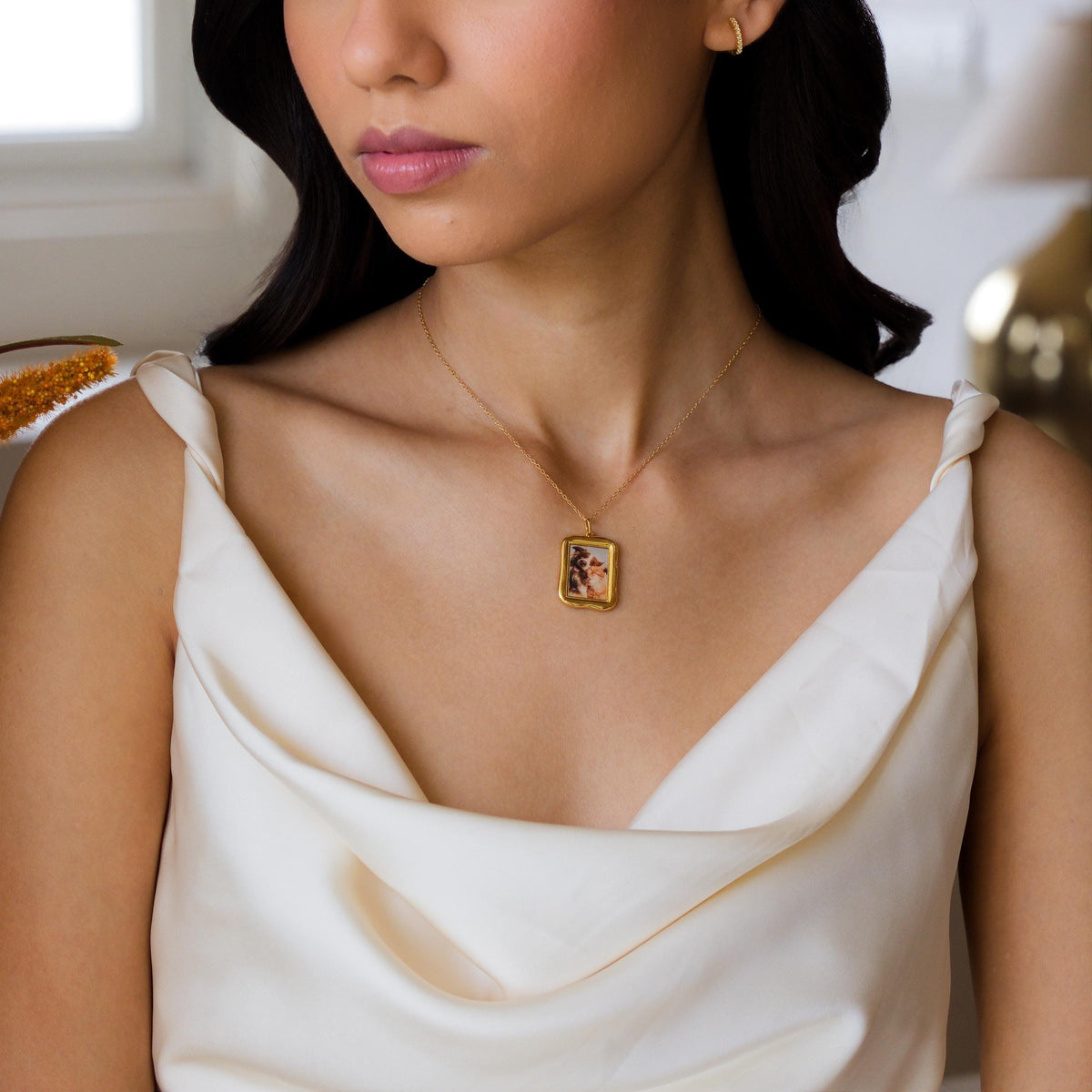 Organic Rectangle Photo Frame Necklace — photo 9