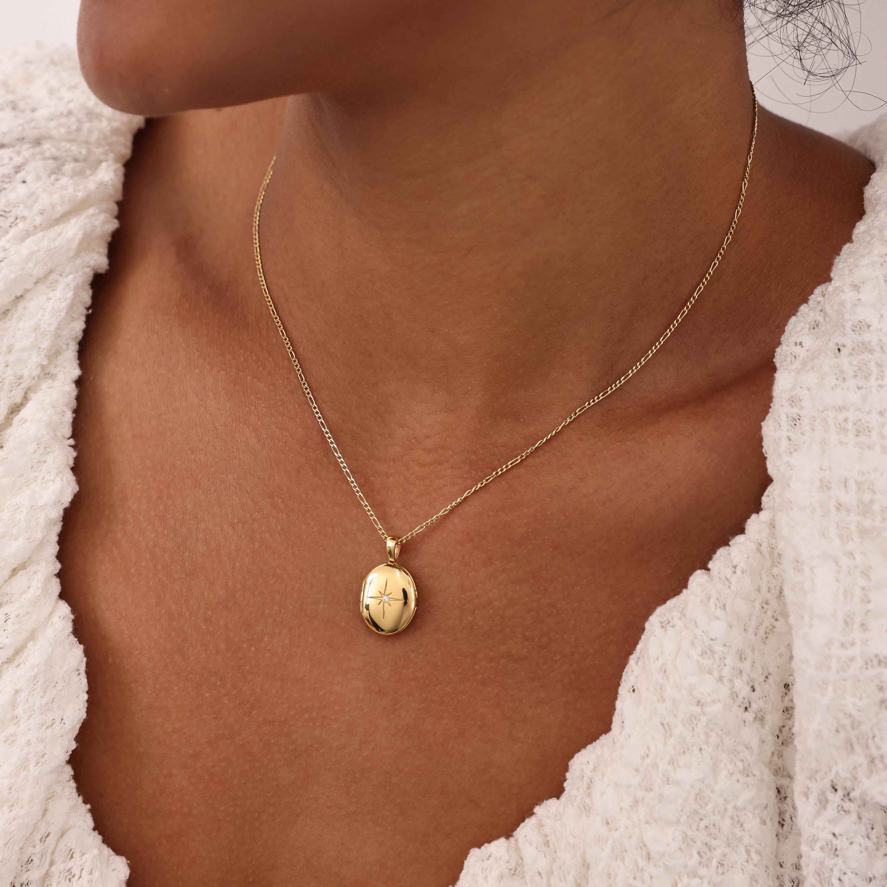 Sunshine Locket Necklace – Personalized Birthstone Oval Pendant Necklace | Sterling Silver & 14K Gold Vermeil N_009