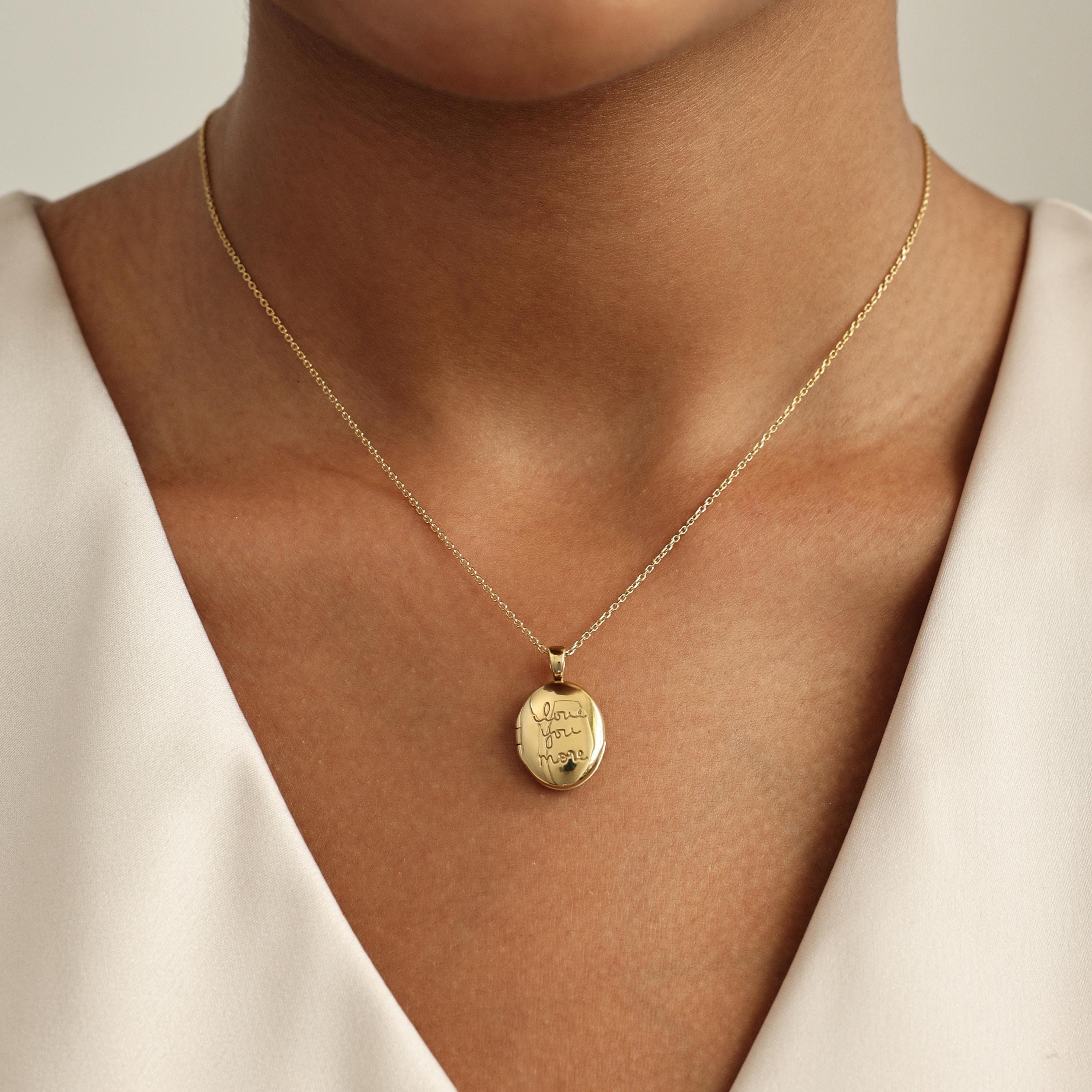 Handwriting Oval  Locket Necklace