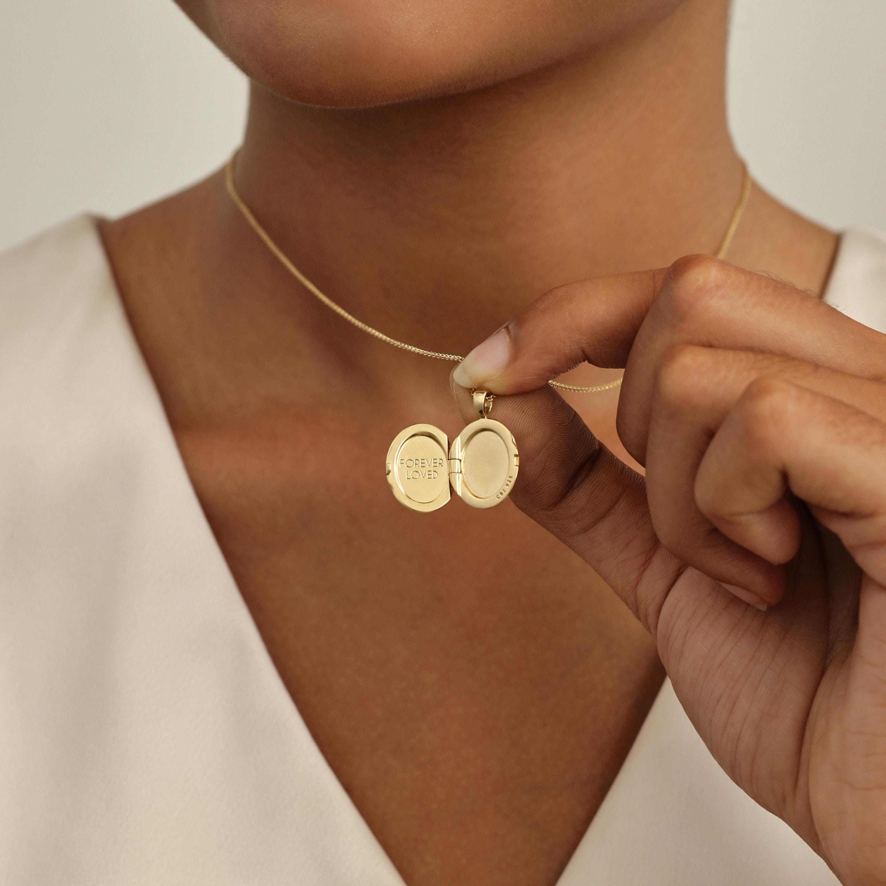 Handwriting Oval  Locket Necklace