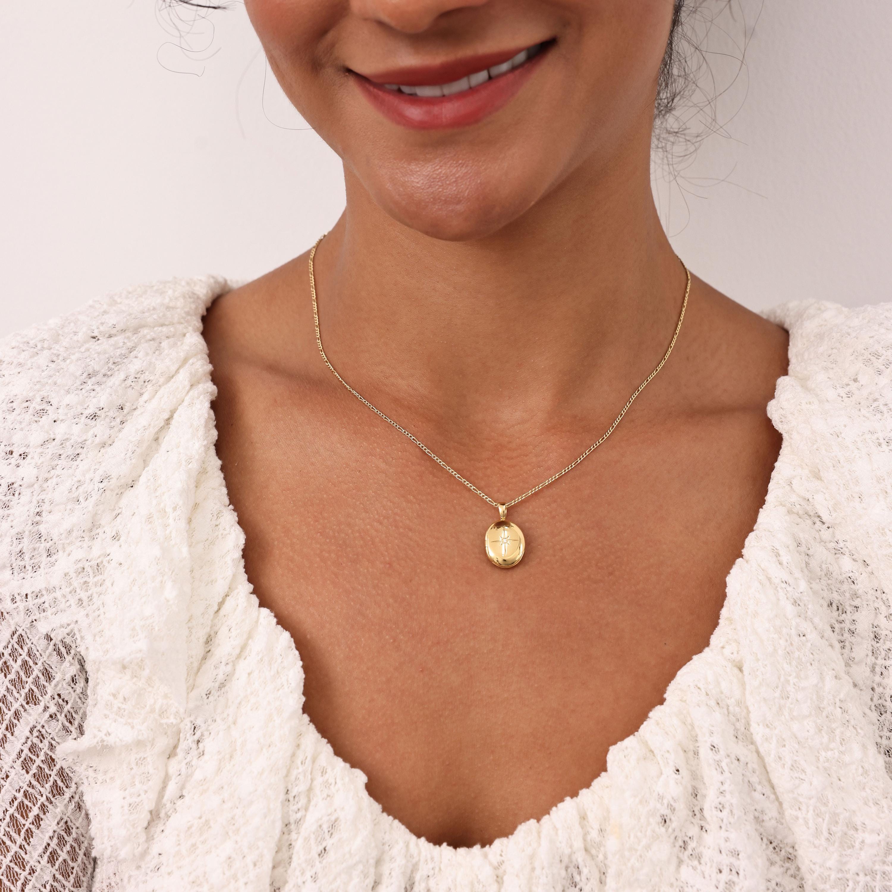 Sunshine Locket Necklace – Personalized Birthstone Oval Pendant Necklace | Sterling Silver & 14K Gold Vermeil N_009