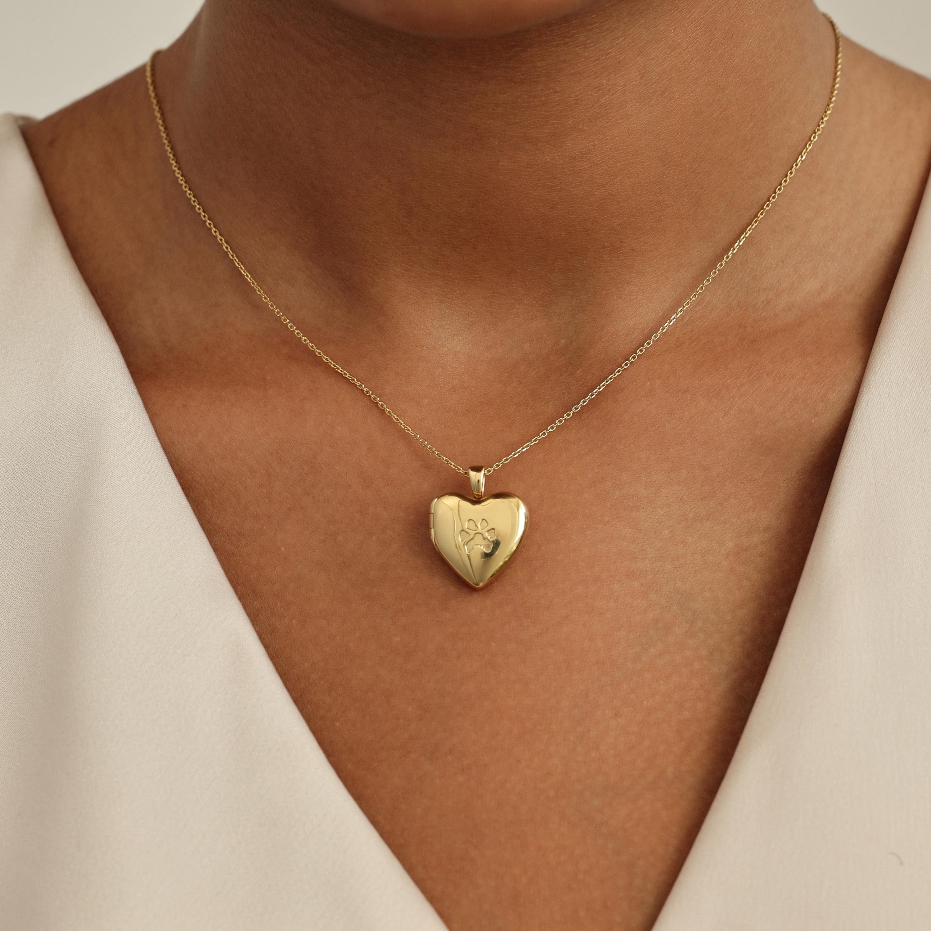 Paw print Locket Necklace By CodeBlue Jewelry | Heart Locket | Personalized Photo Locket | Keepsake Gift | Baby Shower Gifts