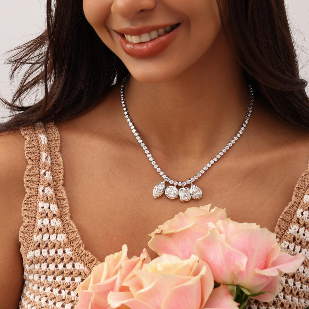 Tennis Necklace with Pear Bezel Pendant — photo 13