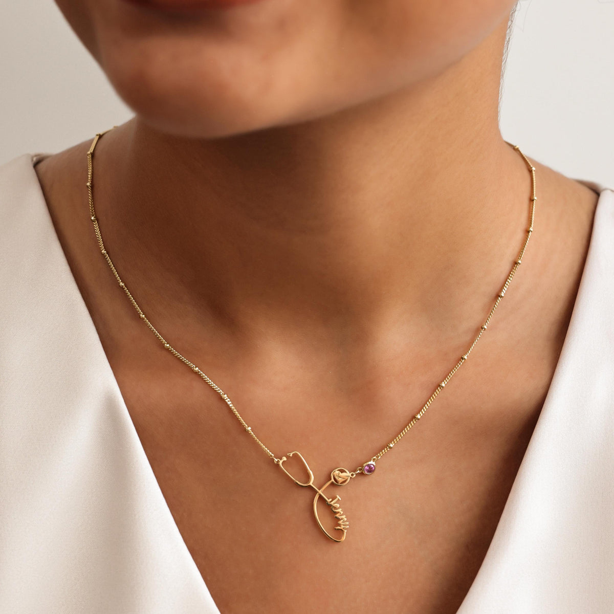 Stethoscope Name Necklace with Ball Chain — photo 5