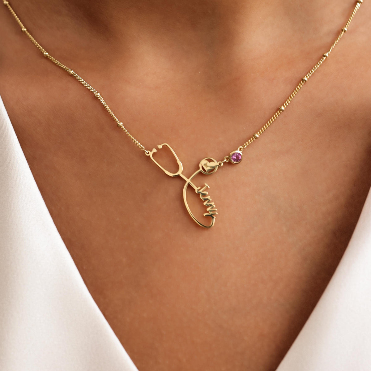 Stethoscope Name Necklace with Ball Chain — photo 6
