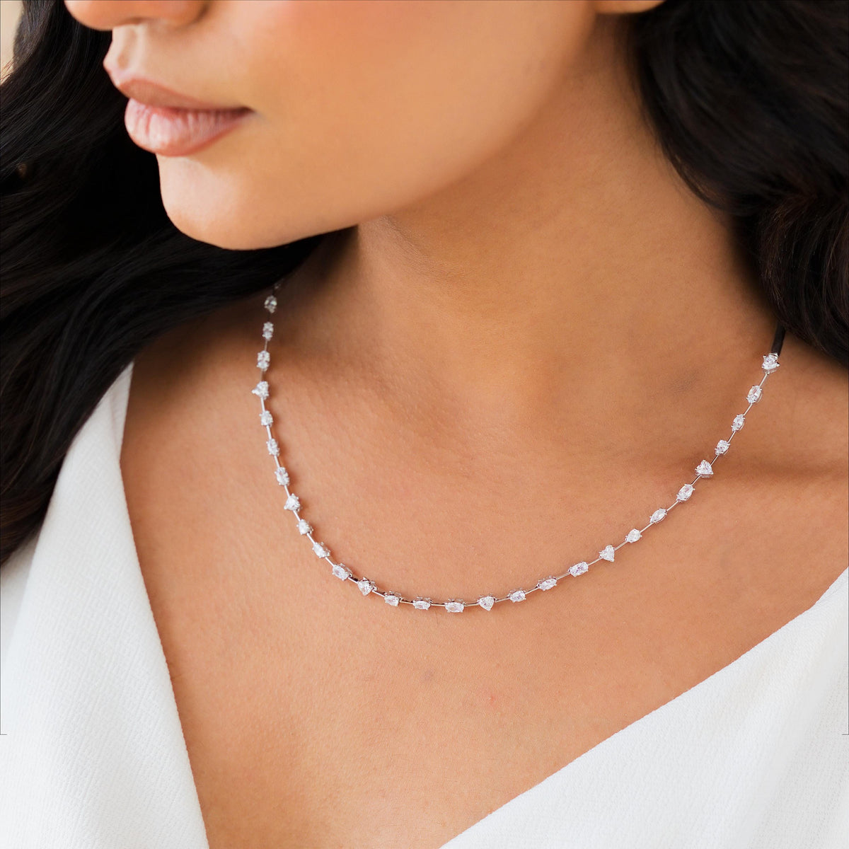 Multi-Shape Half Collar Tennis Necklace