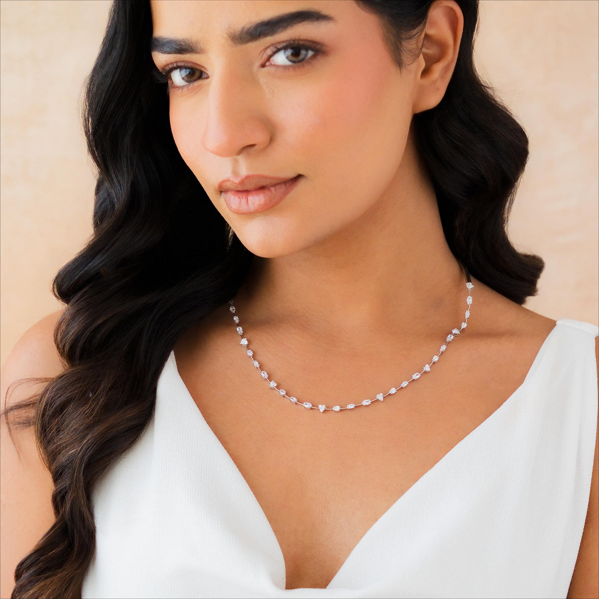 Multi-Shape Half Collar Tennis Necklace