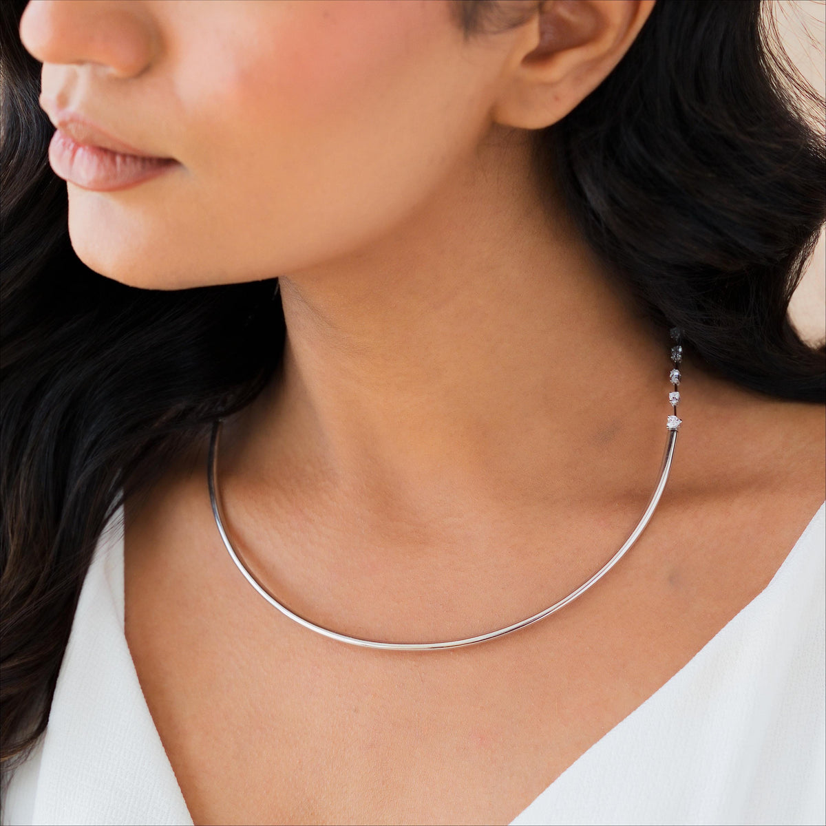 Multi-Shape Half Collar Tennis Necklace