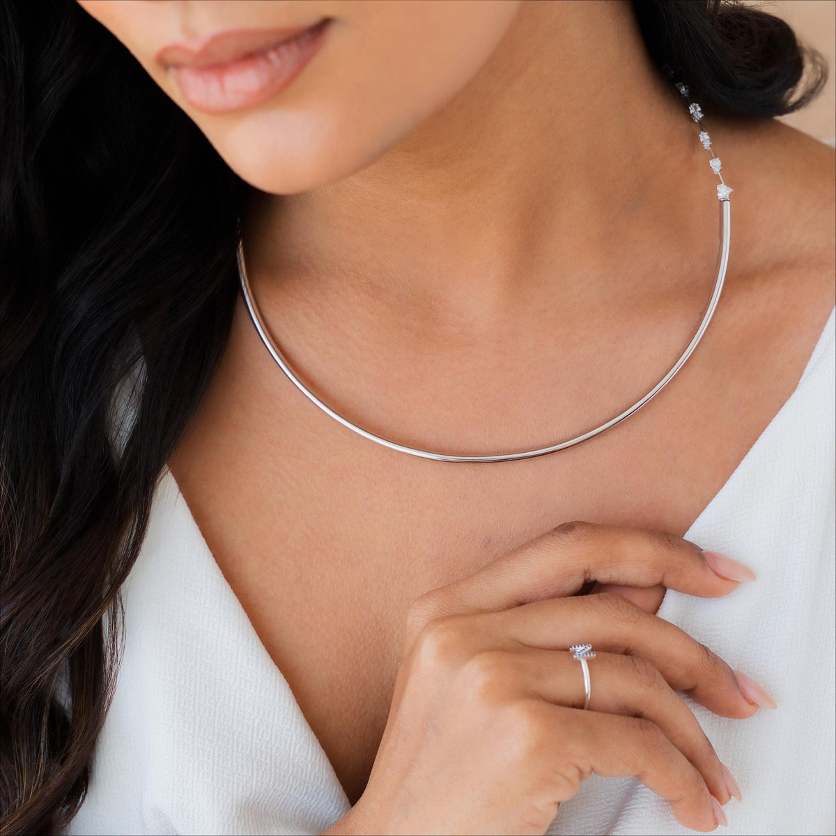 Multi-Shape Half Collar Tennis Necklace