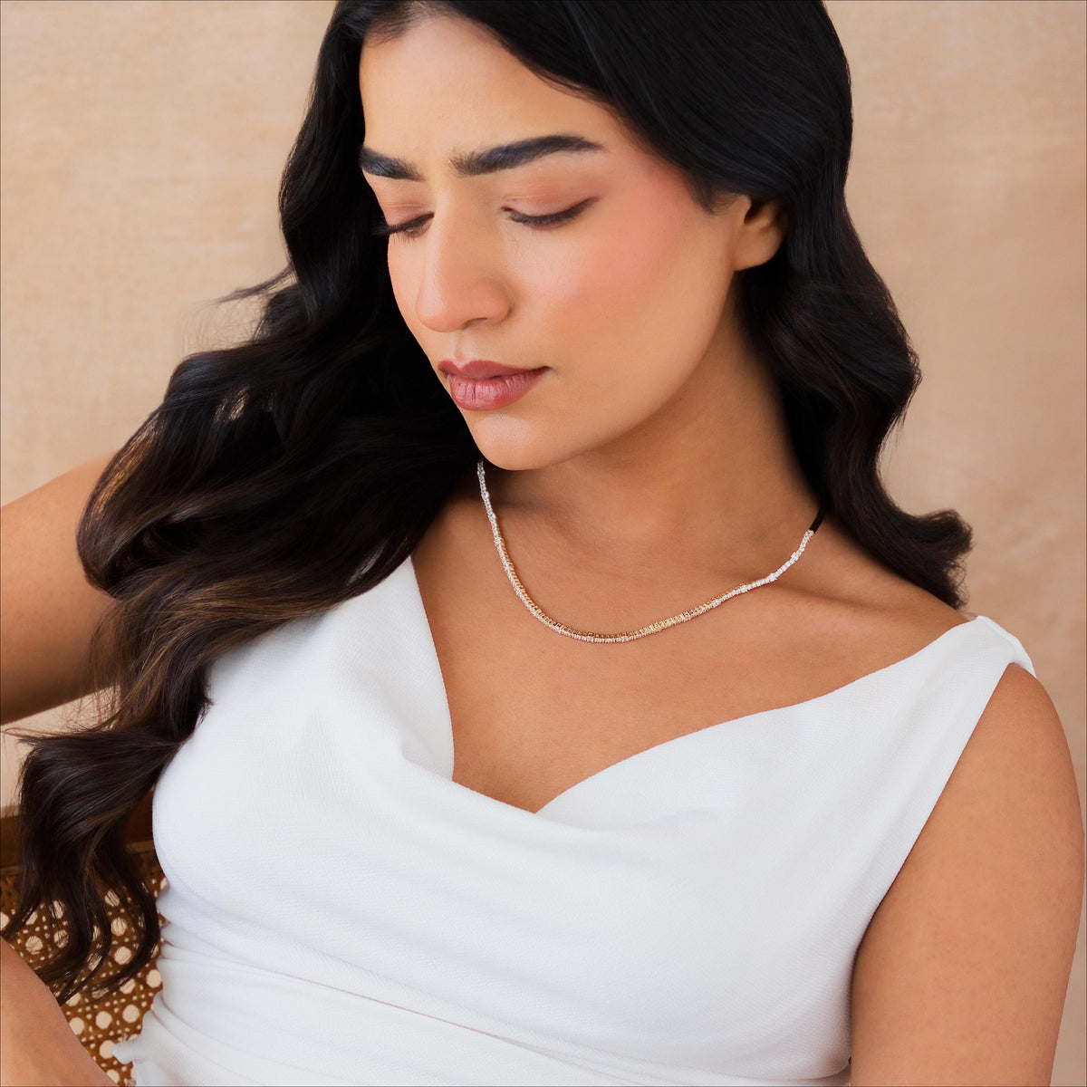 Half Collar Tennis Necklace, 3mm & 2mm Stones