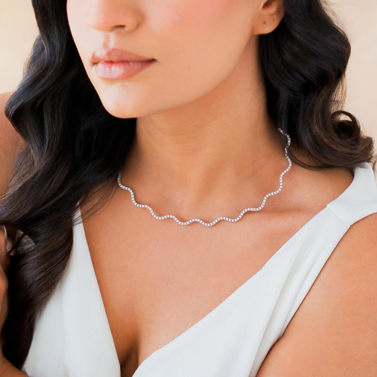 Adjustable Wave Tennis Necklace
