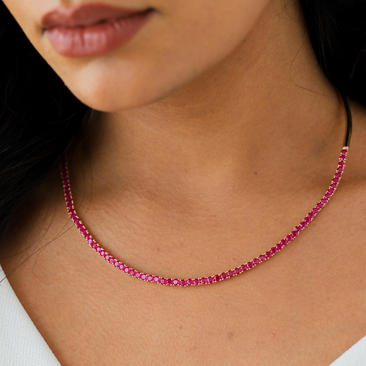 Half Collar Birthstone Tennis Necklace