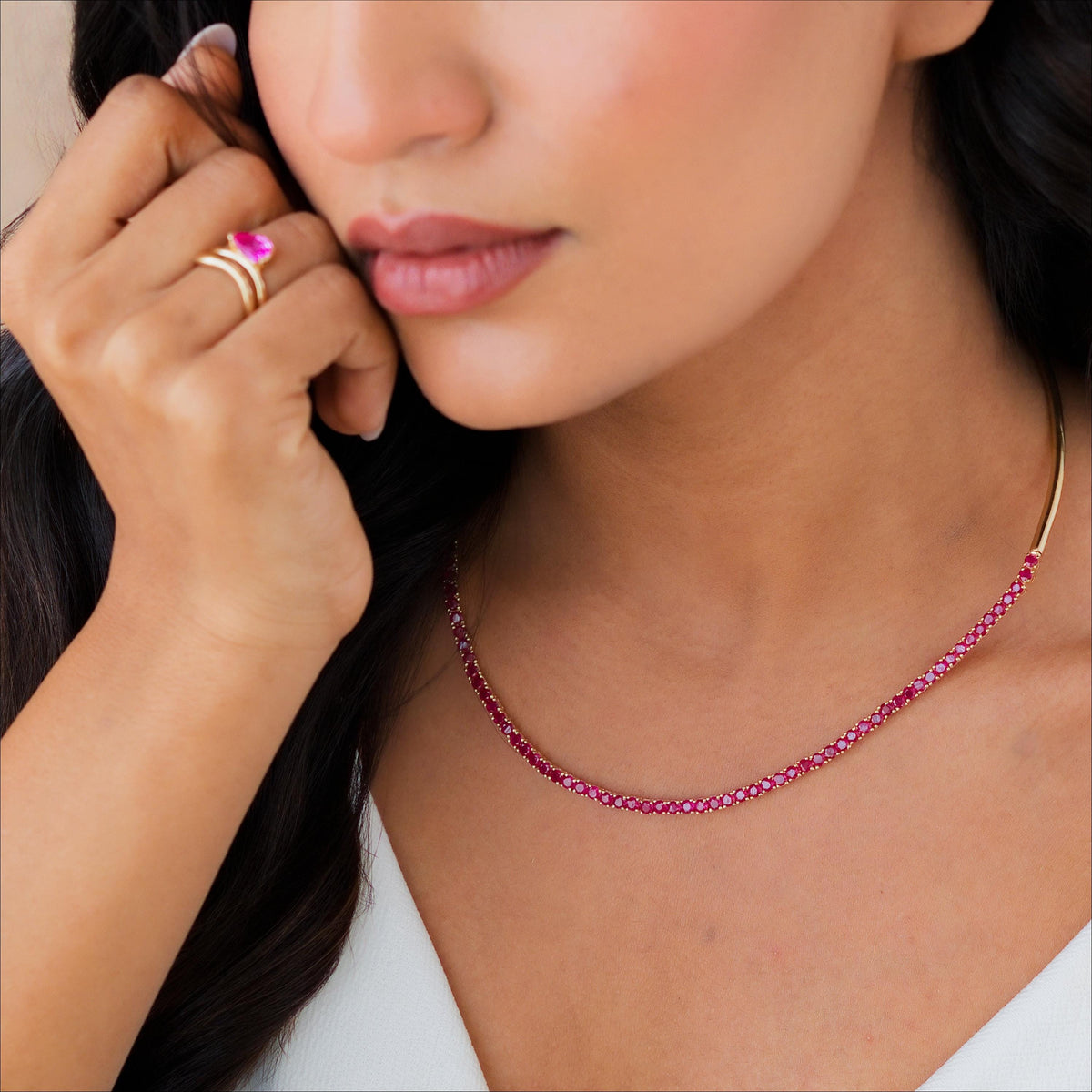 Half Collar Birthstone Tennis Necklace