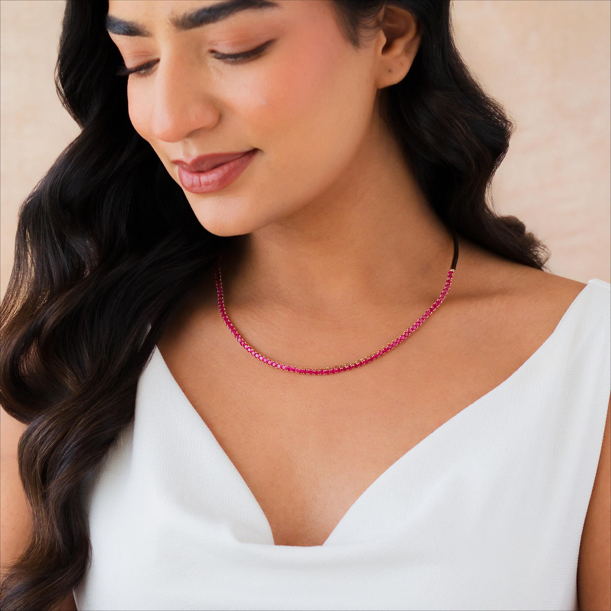 Half Collar Birthstone Tennis Necklace