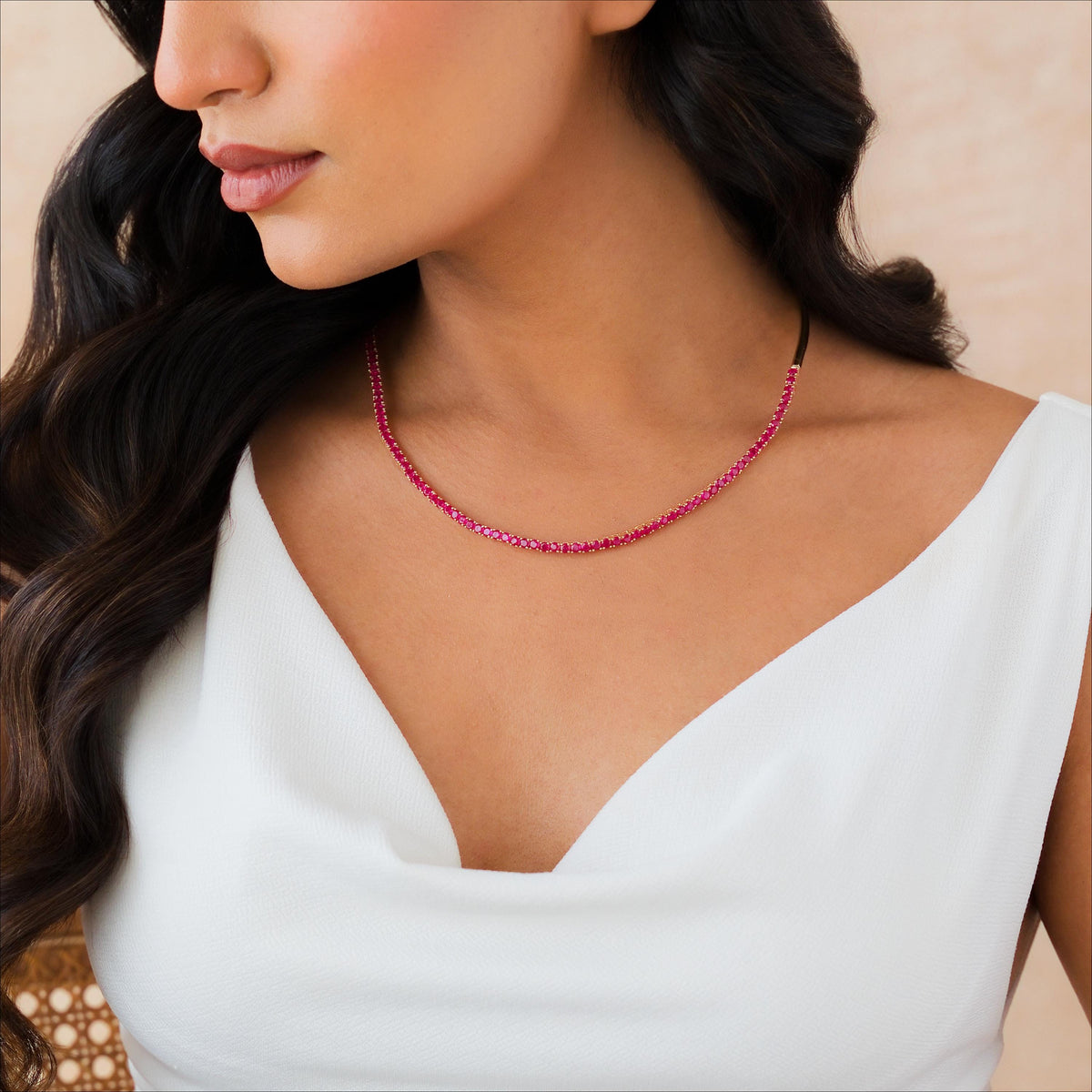 Half Collar Birthstone Tennis Necklace