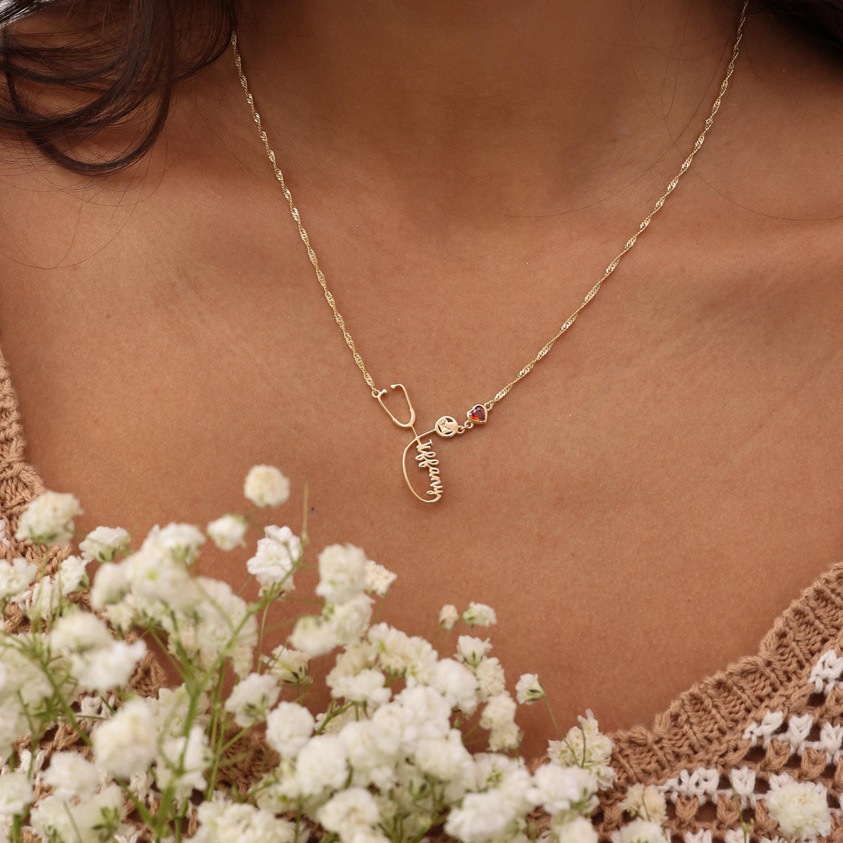 Stethoscope Name Necklace with Singapore Chain — photo 11