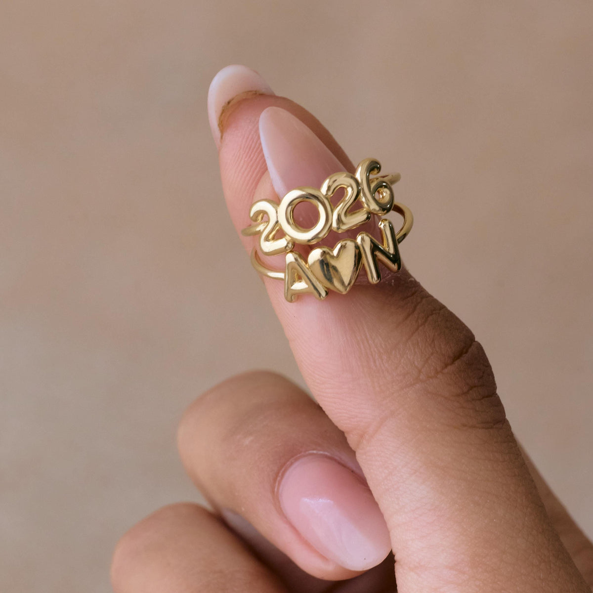 Bubble Letter Initial Ring — photo 4
