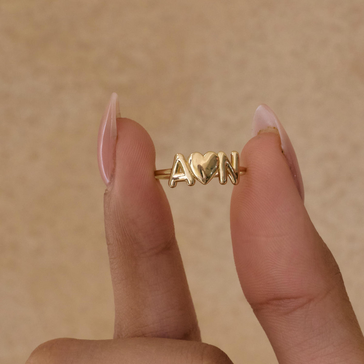 Bubble Letter Initial Ring — photo 6