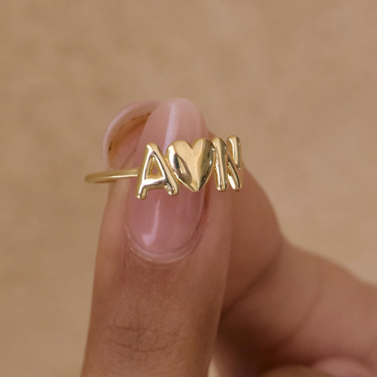 Bubble Letter Initial Ring — photo 7