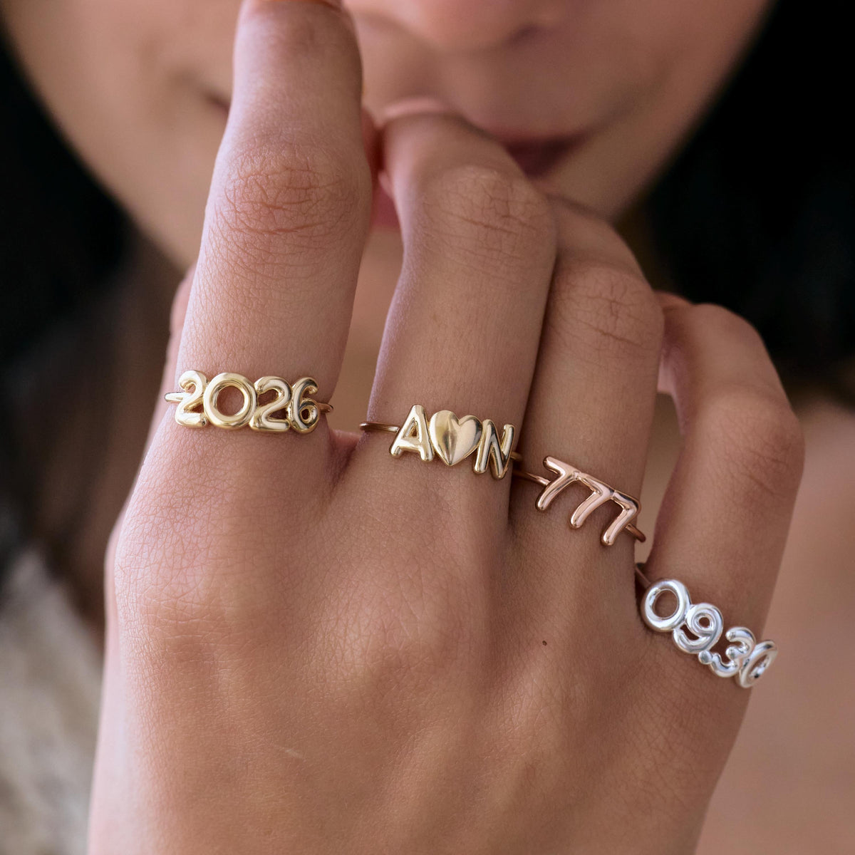 Bubble Letter Initial Ring — photo 8