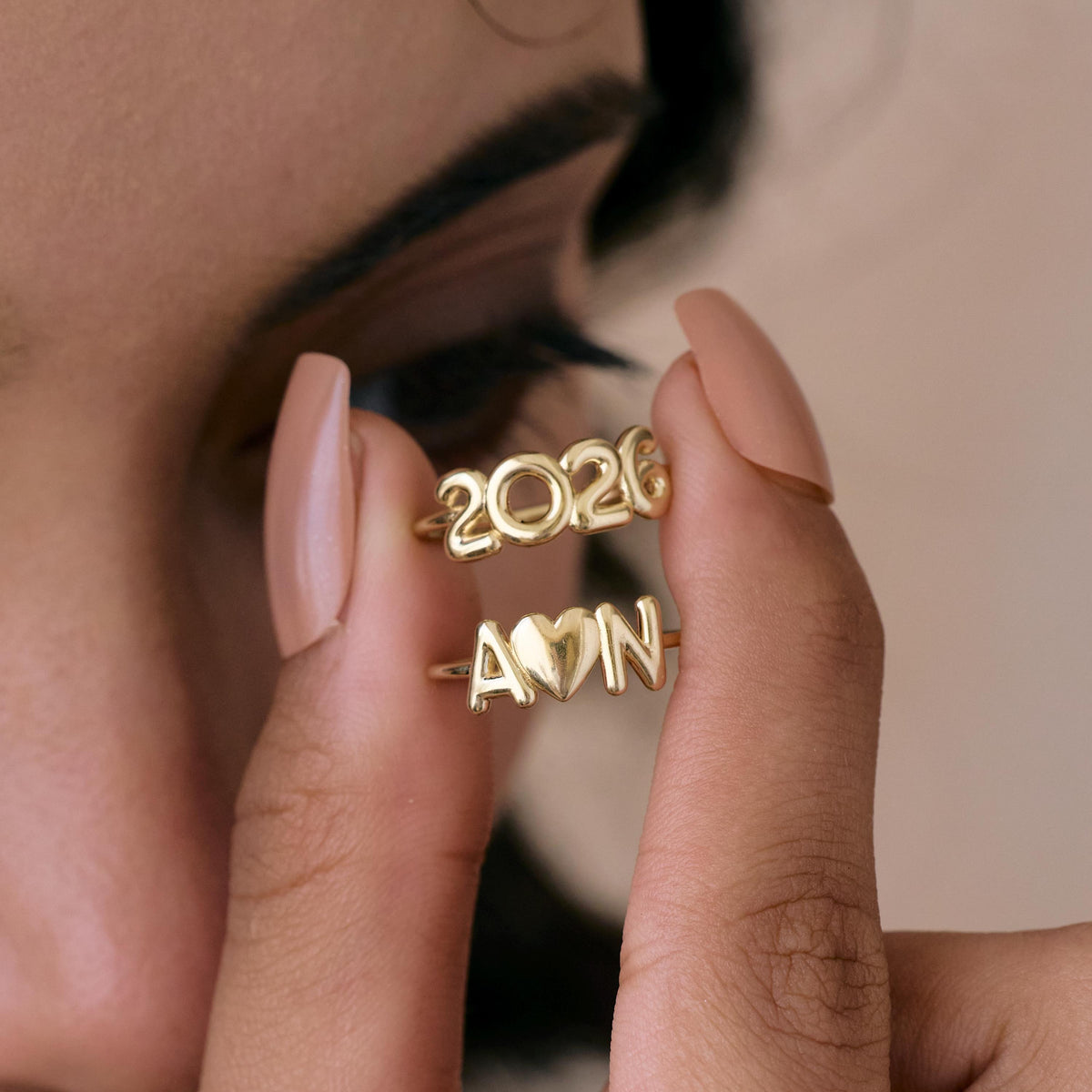 Bubble Letter Initial Ring — photo 11