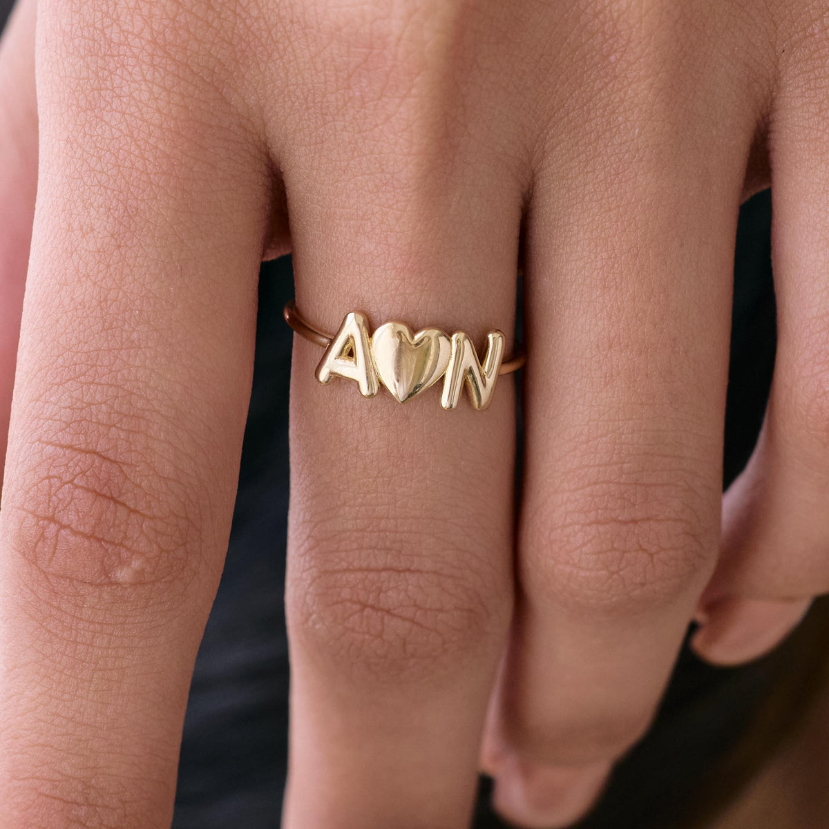 Bubble Letter Initial Ring — photo 14
