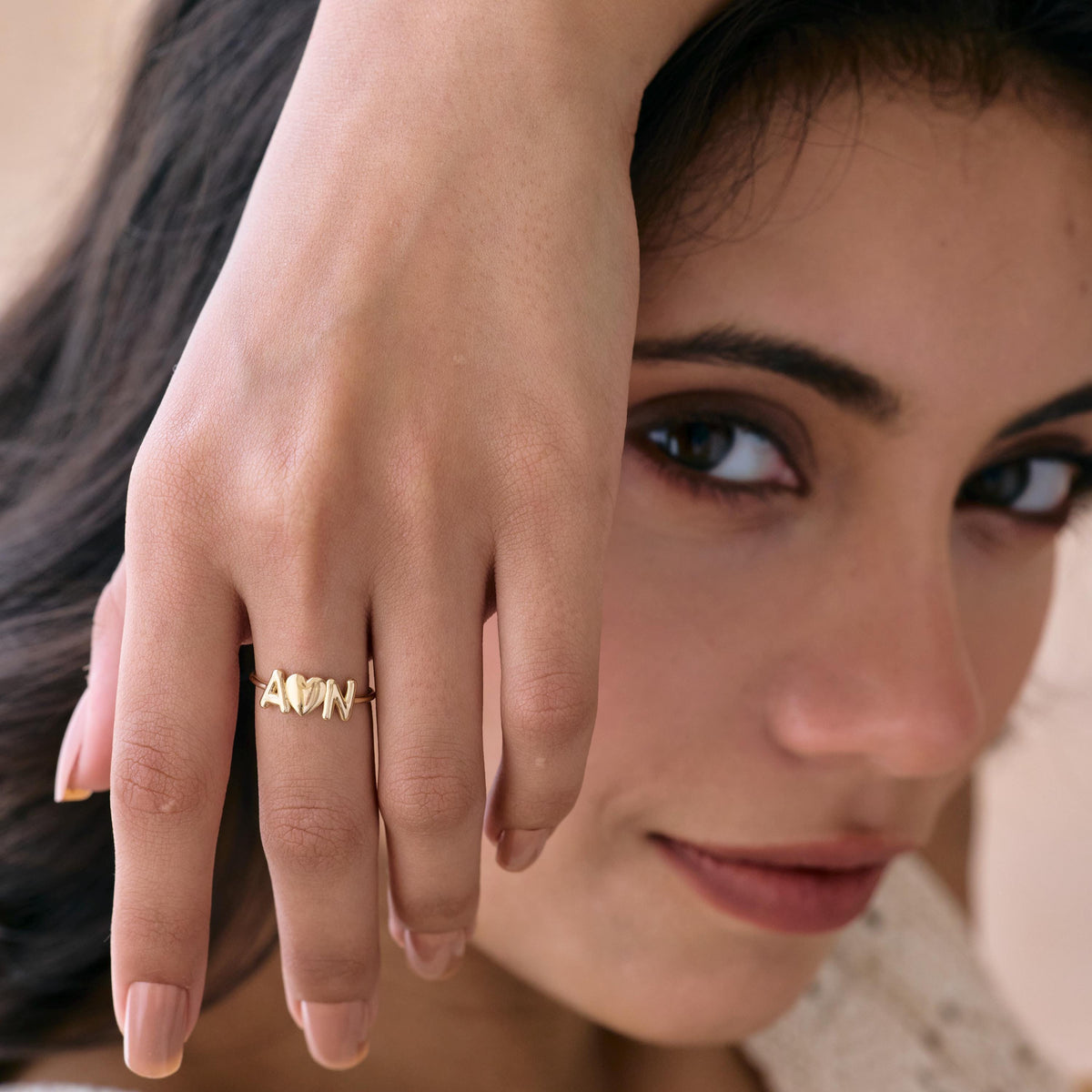 Bubble Letter Initial Ring — photo 15