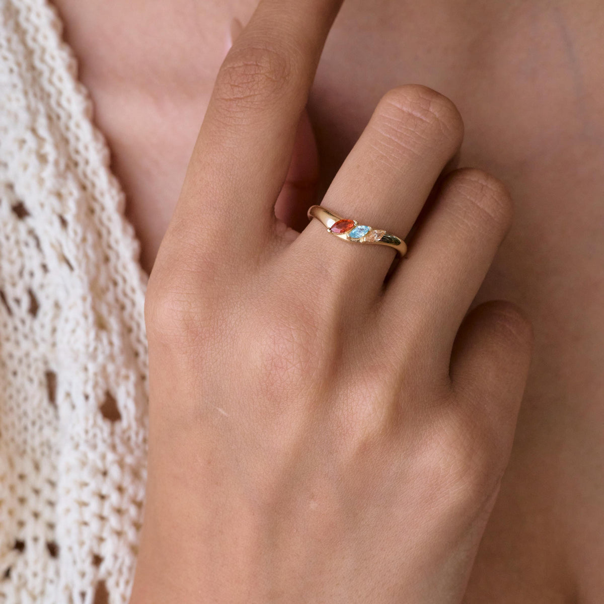 Three Marquise Birthstone Ring — photo 4
