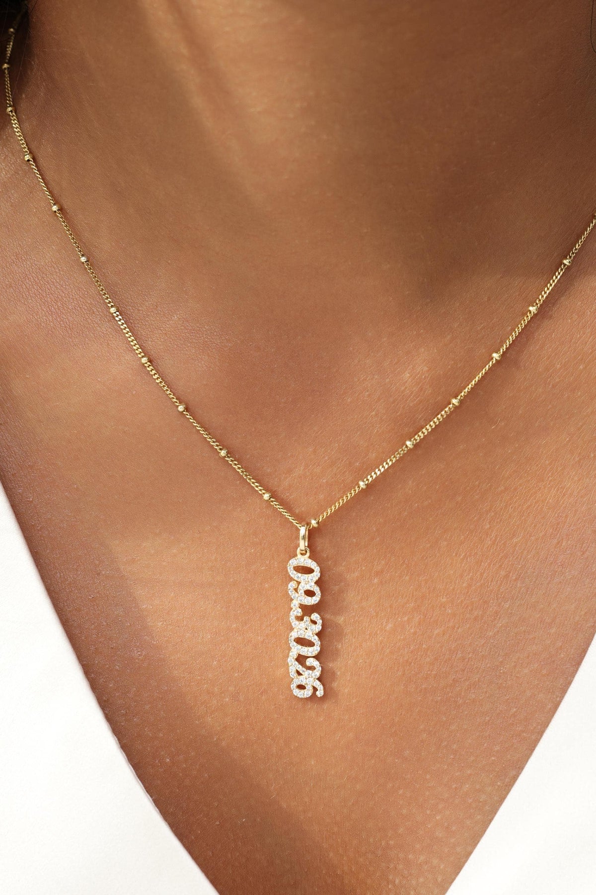 Vertical Pavé Name Necklace — photo 7