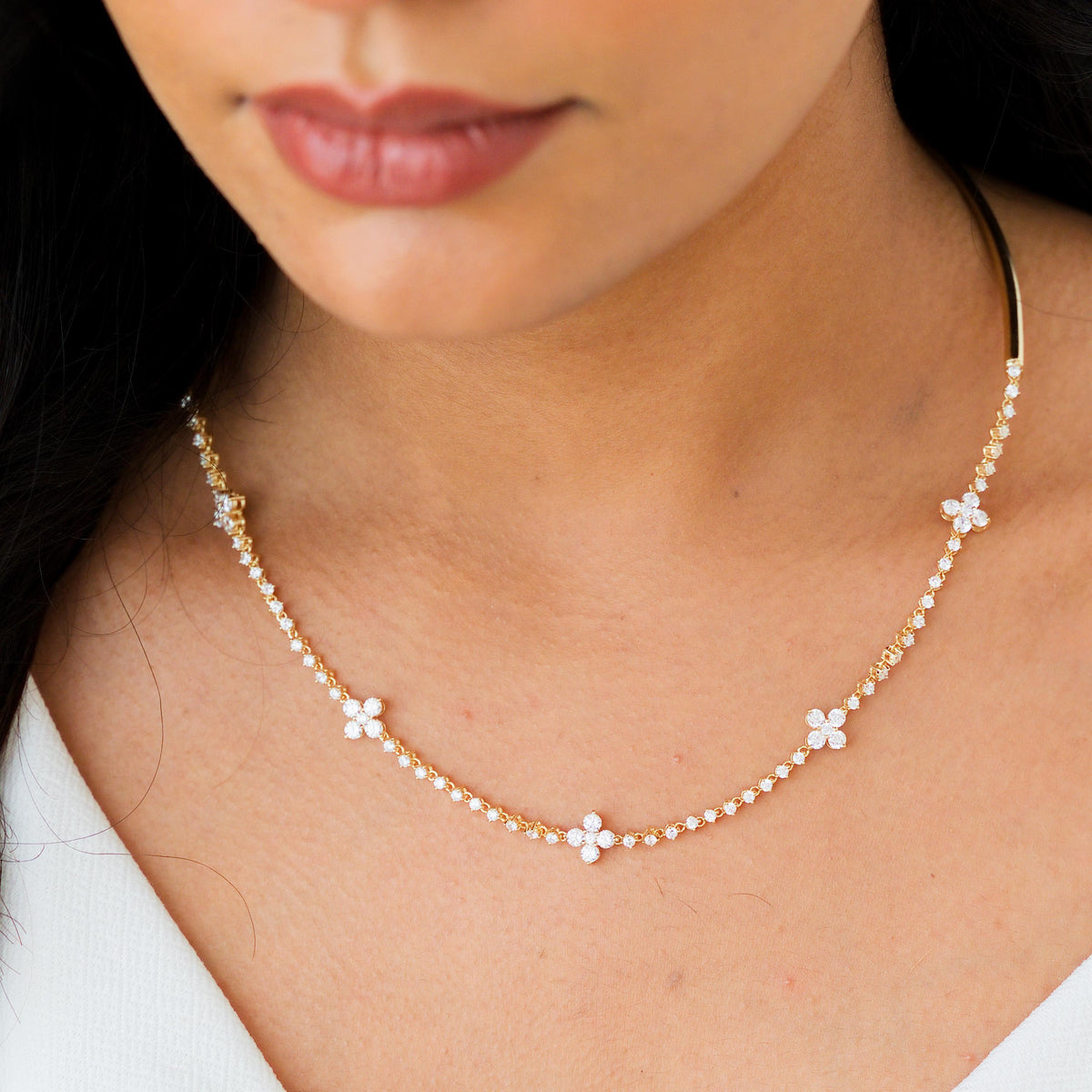 Half Collar Flower Tennis Necklace — photo 2