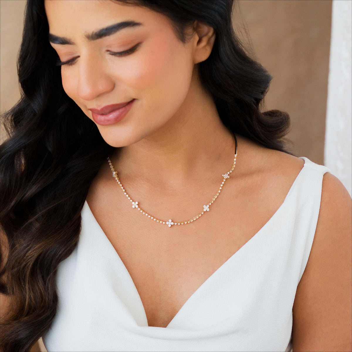 Half Collar Flower Tennis Necklace — photo 4