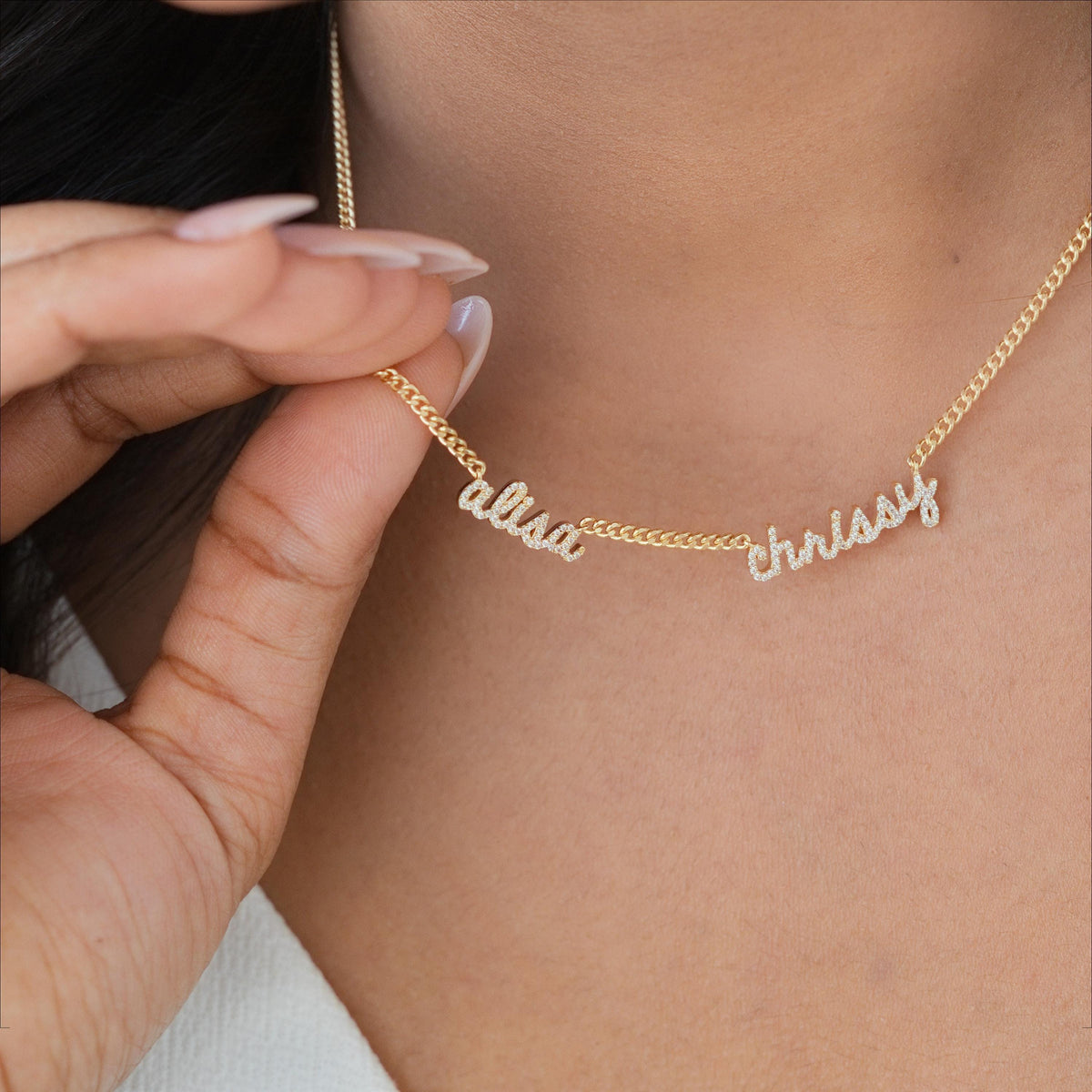 Multiple Name Necklace, Curb Chain — photo 1