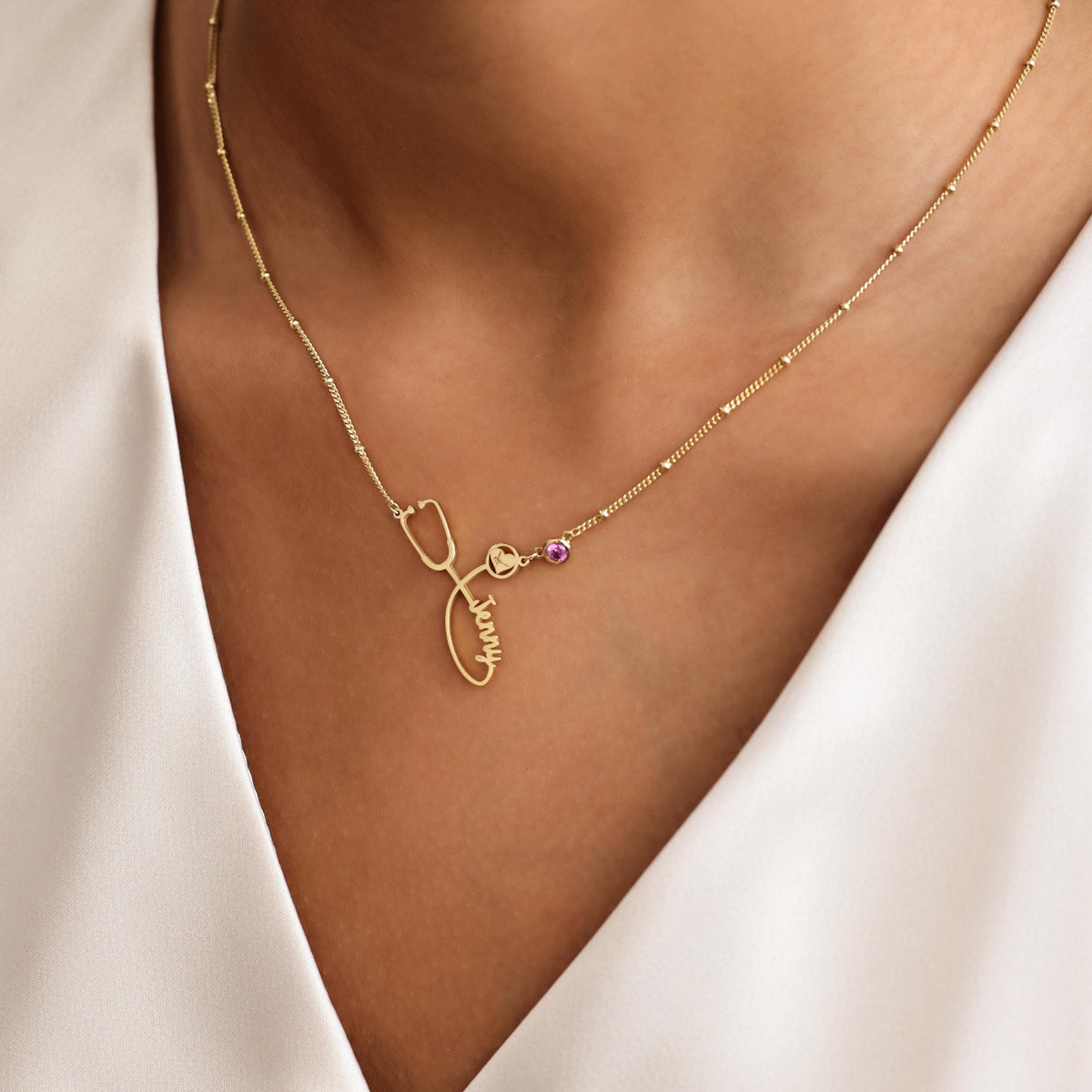 Stethoscope Name Necklace with Ball Chain — photo 9