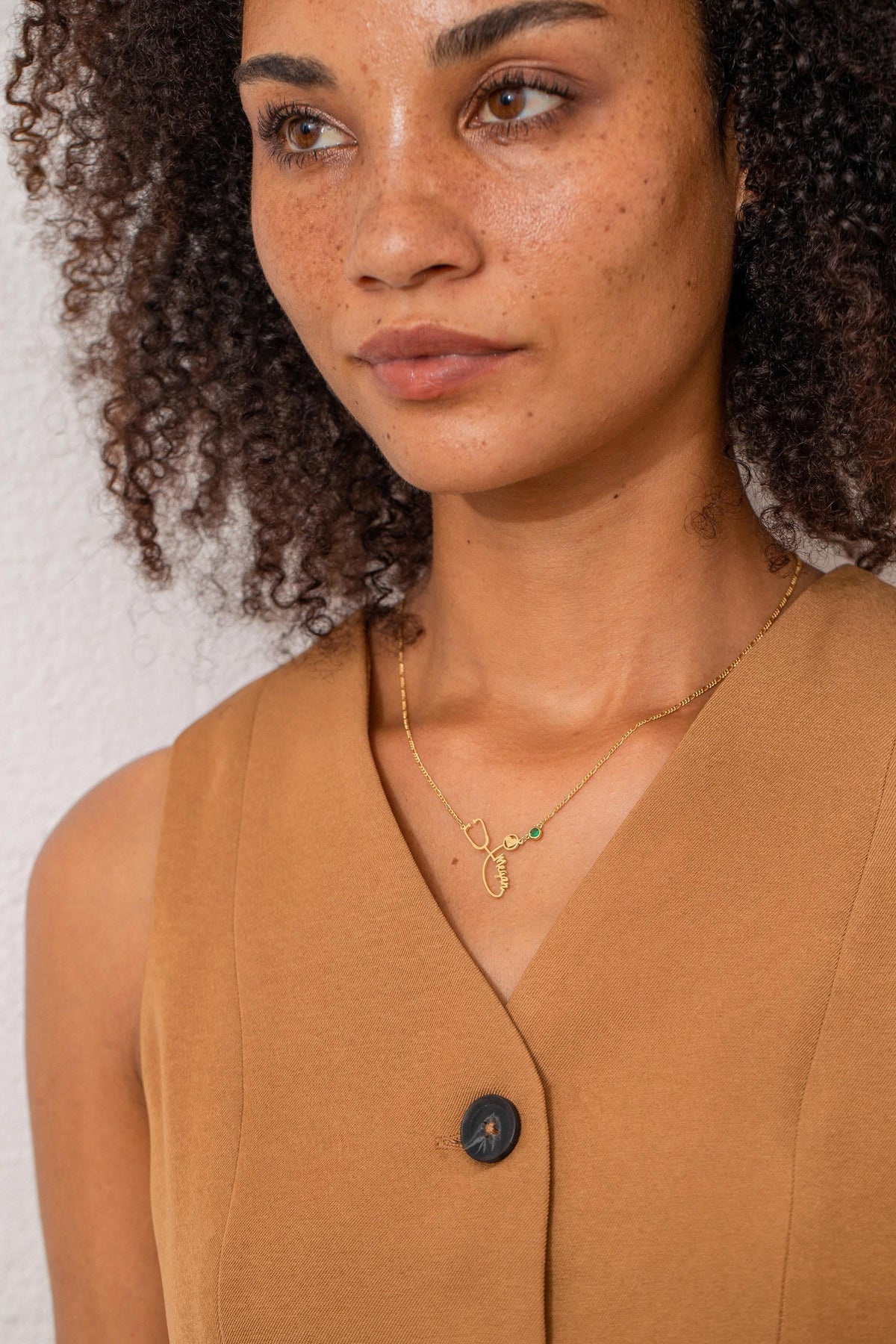 Stethoscope Name Necklace with Figaro Chain — photo 5