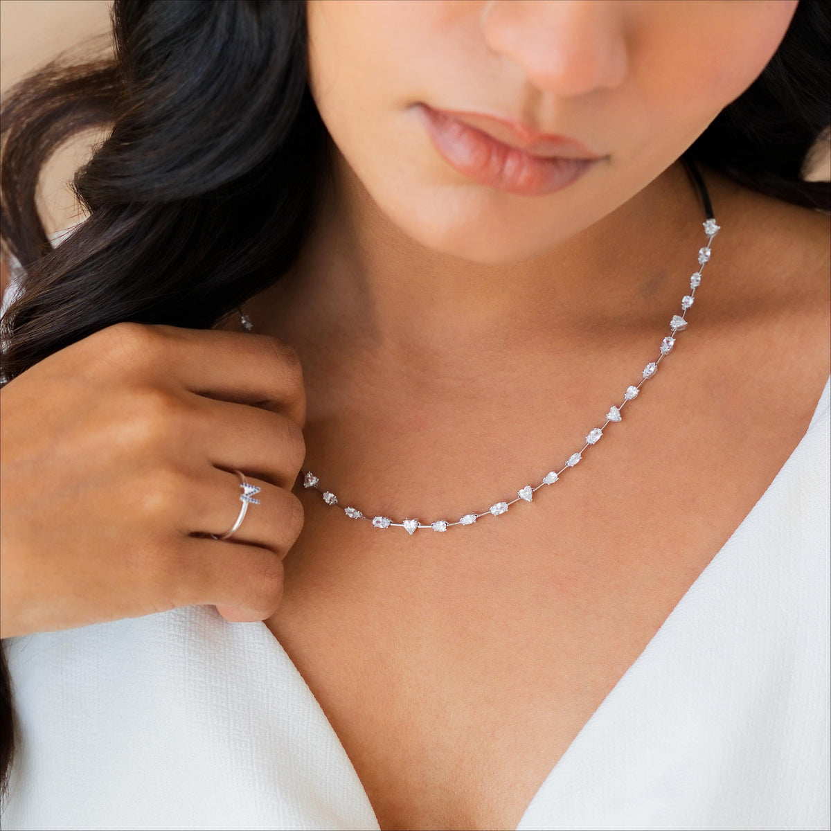 Multi-Shape Half Collar Tennis Necklace