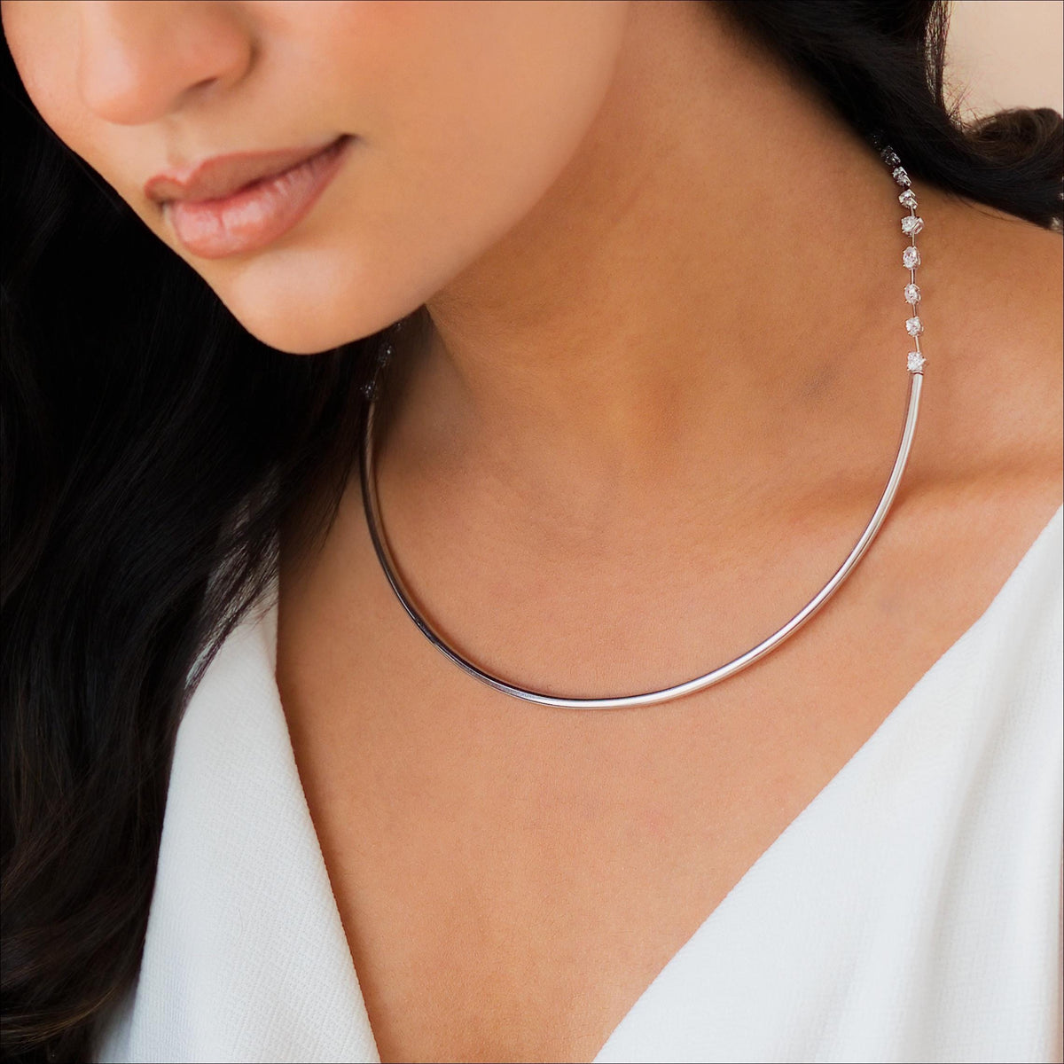 Multi-Shape Half Collar Tennis Necklace