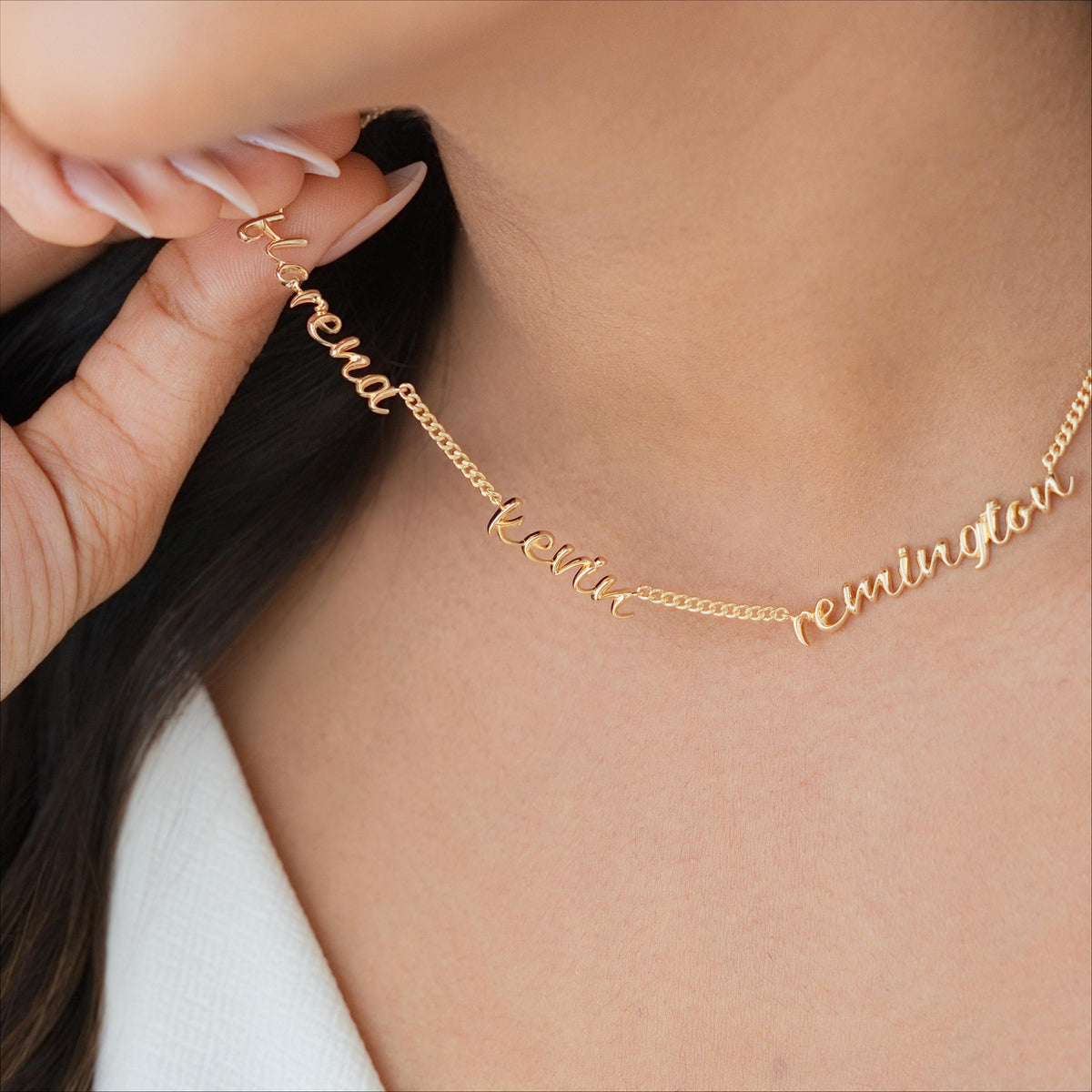 Double Name Necklace, Curb Chain — photo 2