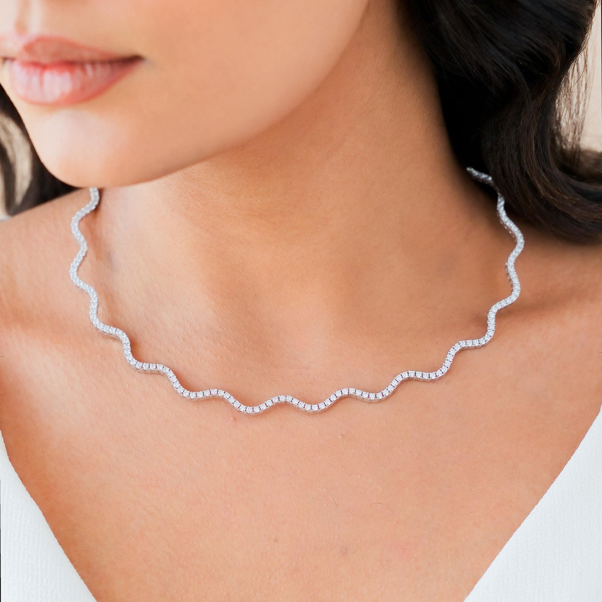 Adjustable Wave Tennis Necklace