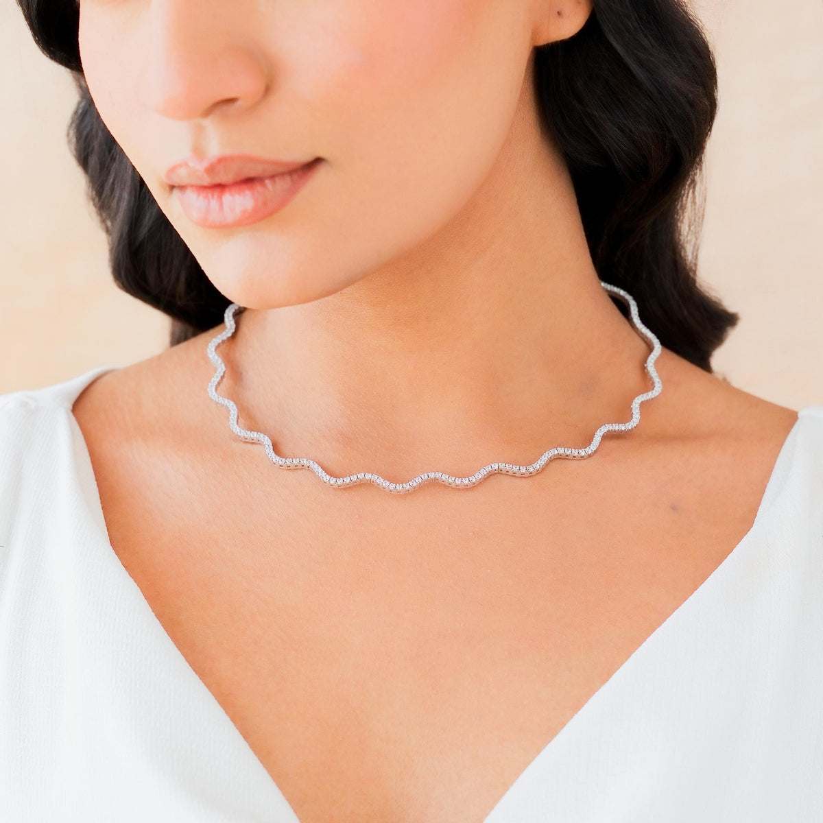 Adjustable Wave Tennis Necklace