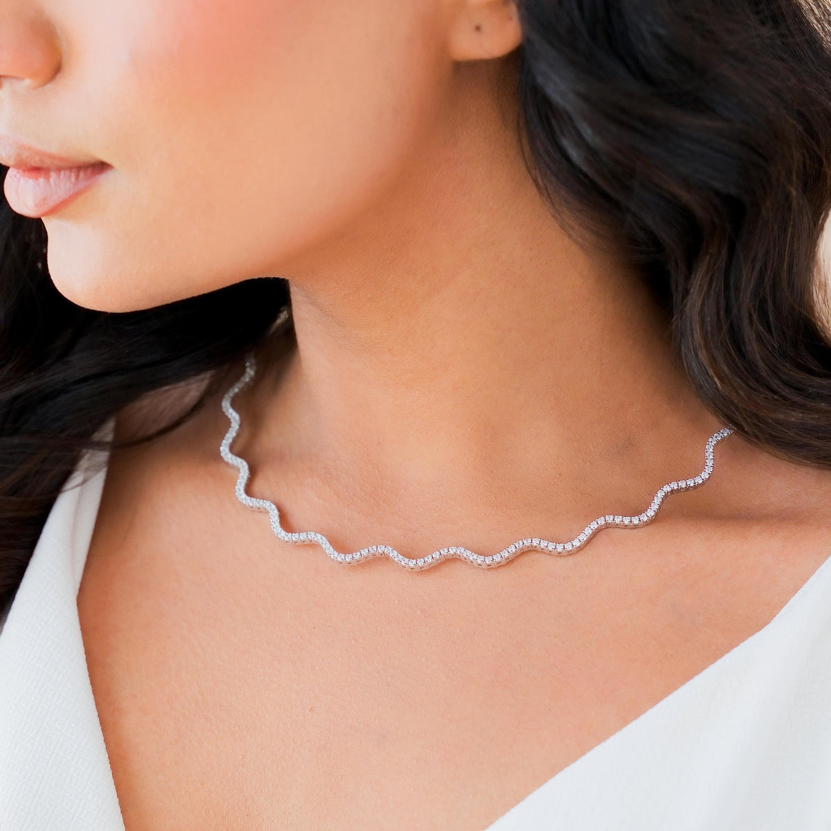 Adjustable Wave Tennis Necklace