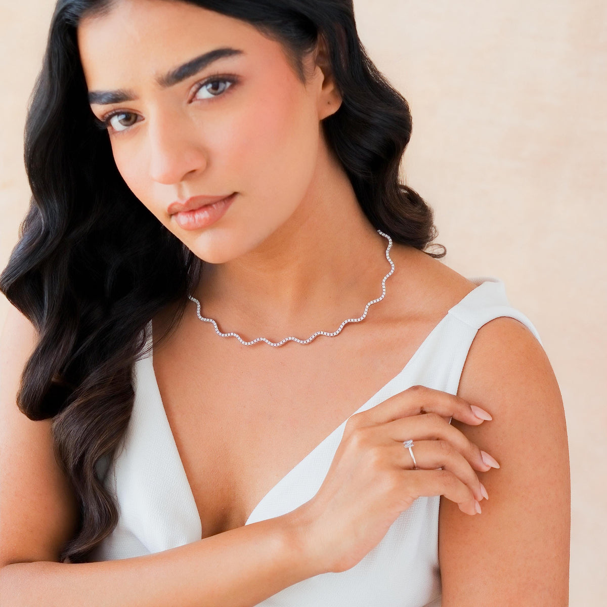 Adjustable Wave Tennis Necklace