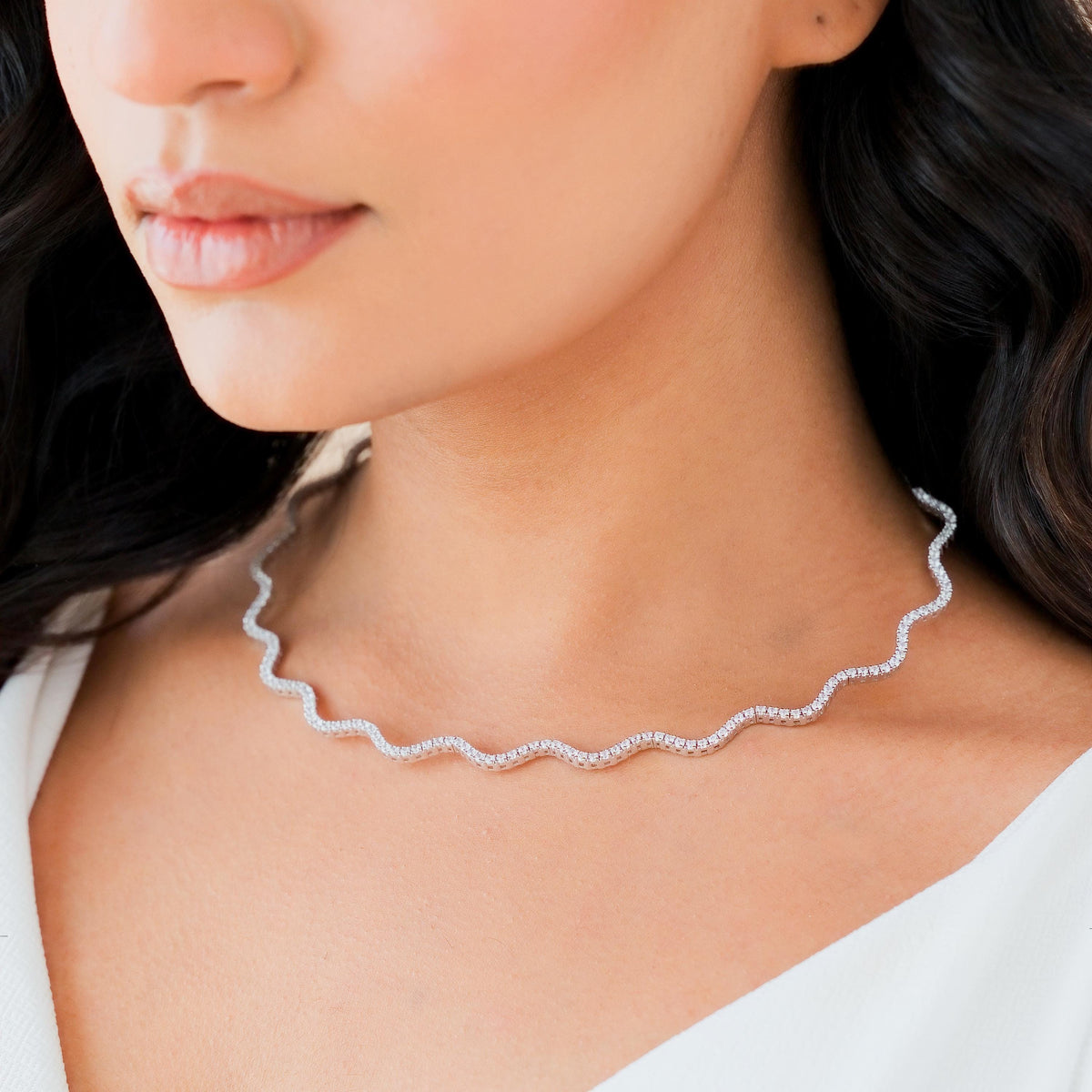 Adjustable Wave Tennis Necklace