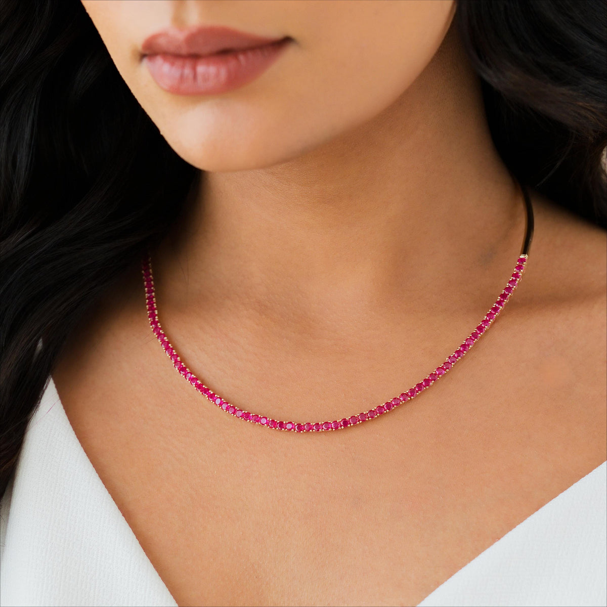 Half Collar Birthstone Tennis Necklace