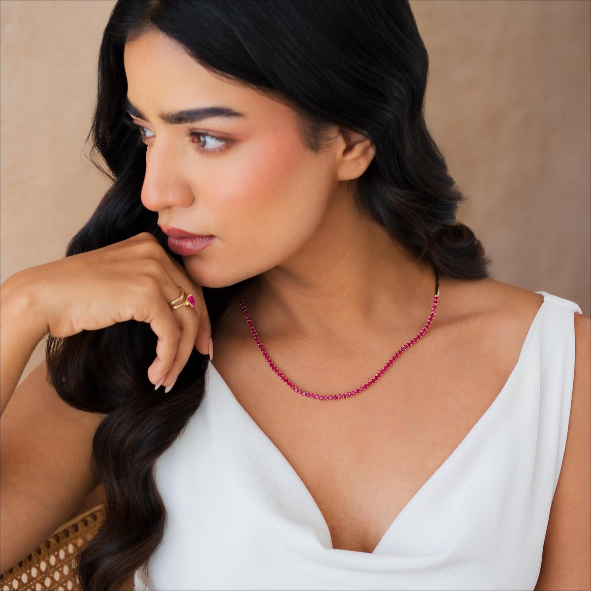 Half Collar Birthstone Tennis Necklace