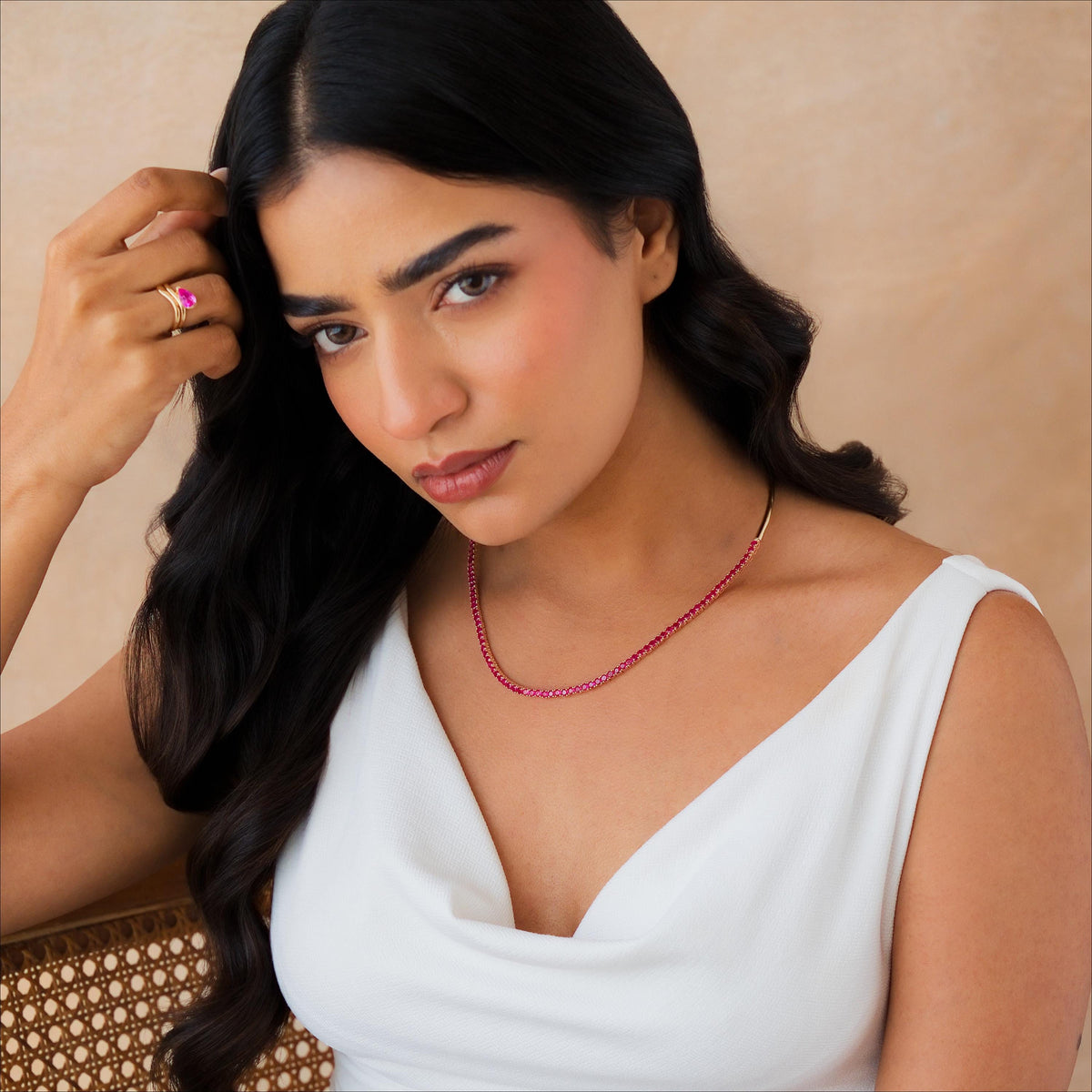 Half Collar Birthstone Tennis Necklace