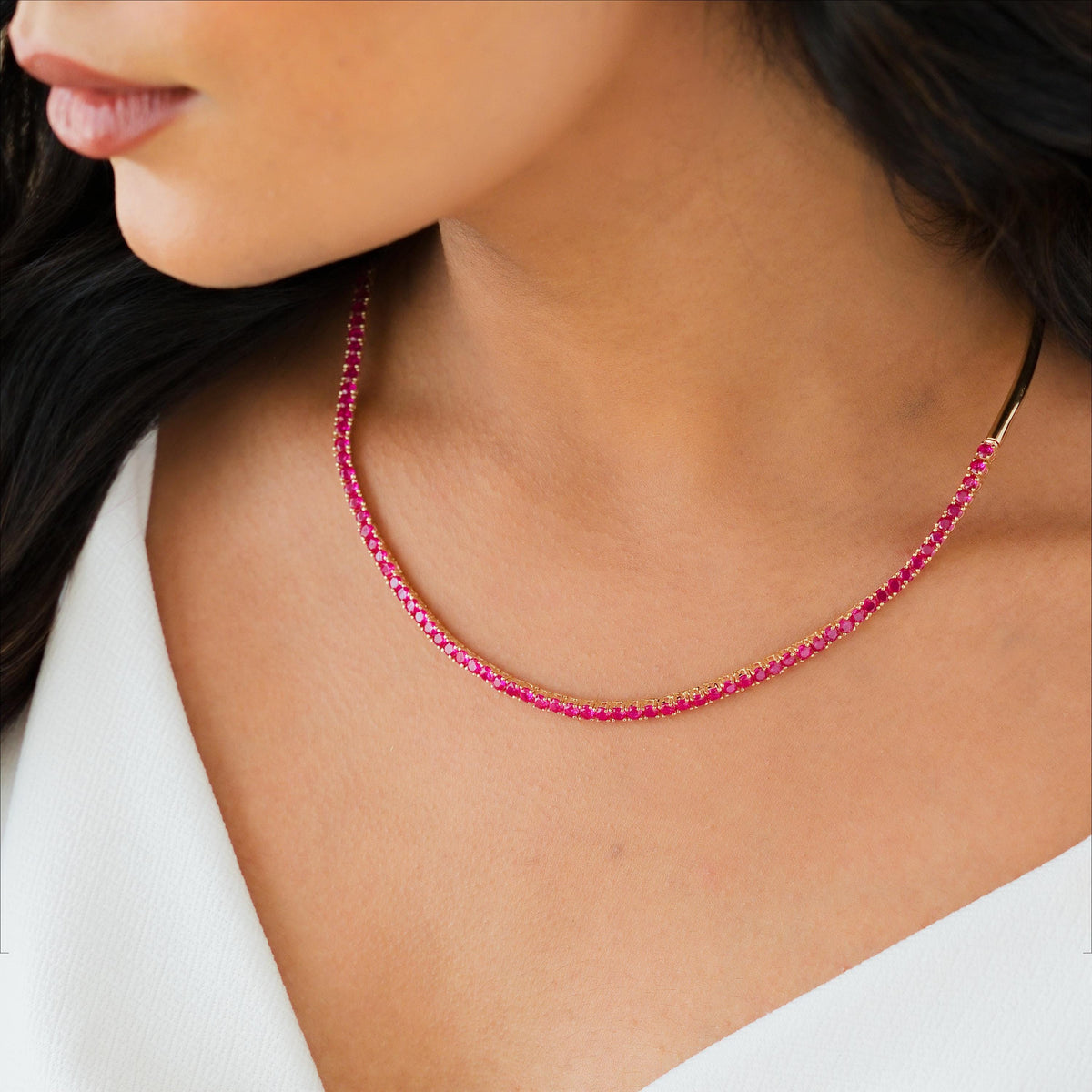 Half Collar Birthstone Tennis Necklace