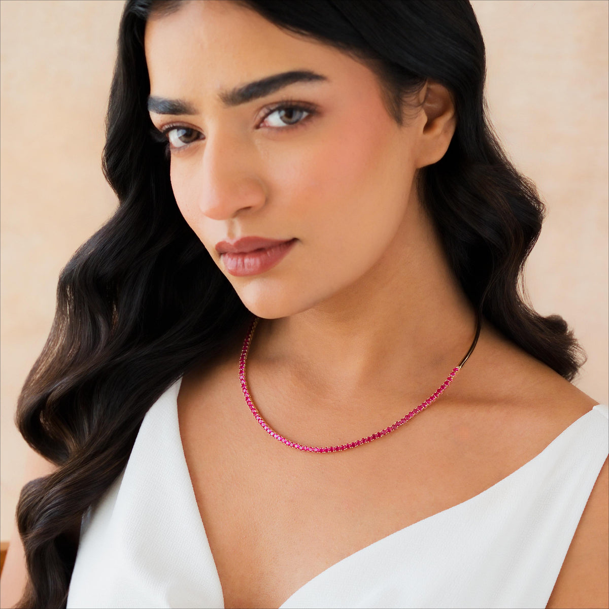 Half Collar Birthstone Tennis Necklace