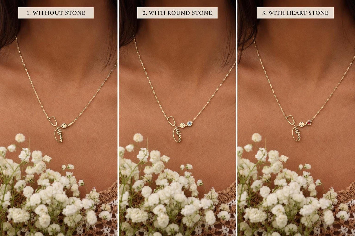 Stethoscope Name Necklace with Singapore Chain — photo 2