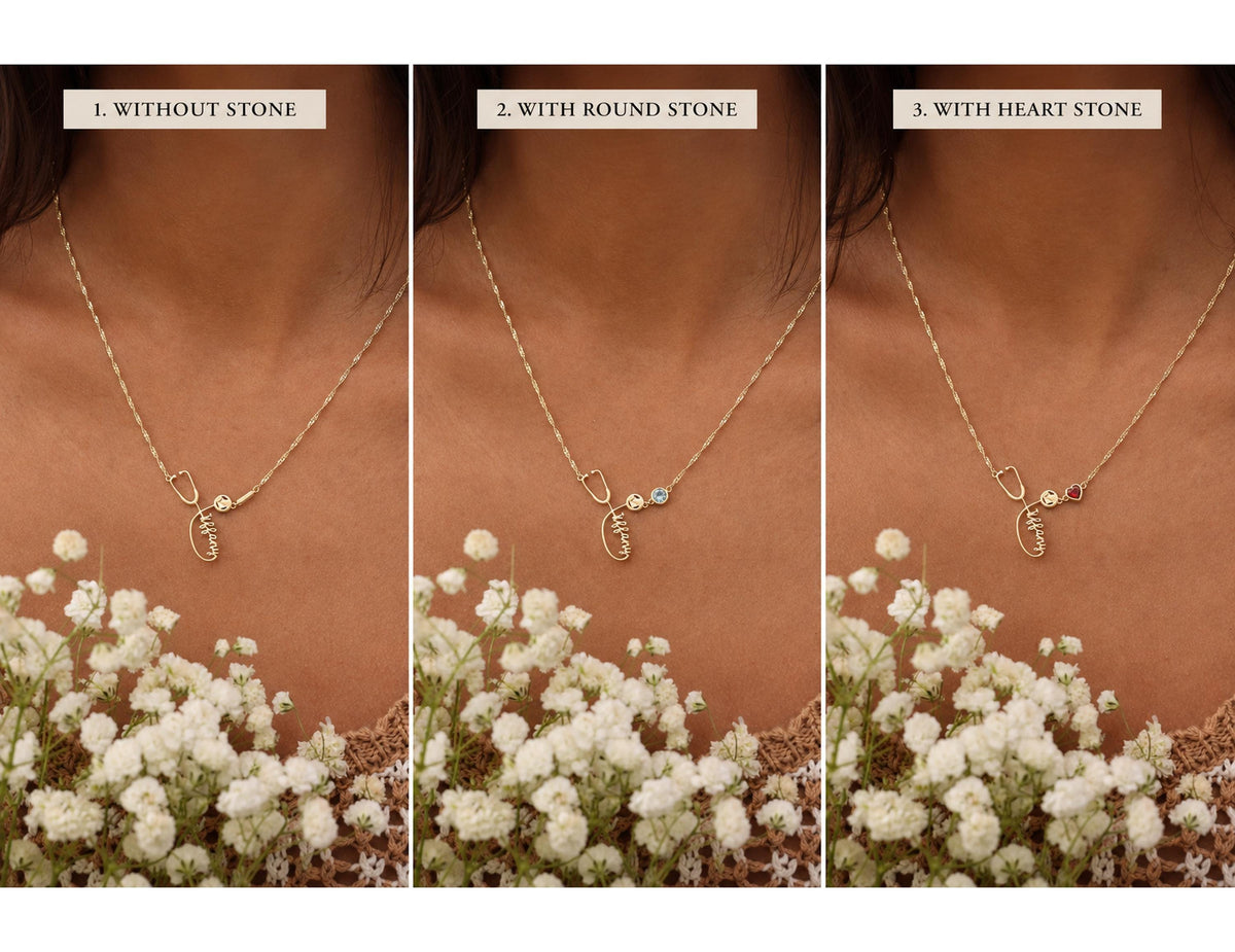 Stethoscope Name Necklace with Singapore Chain — photo 3